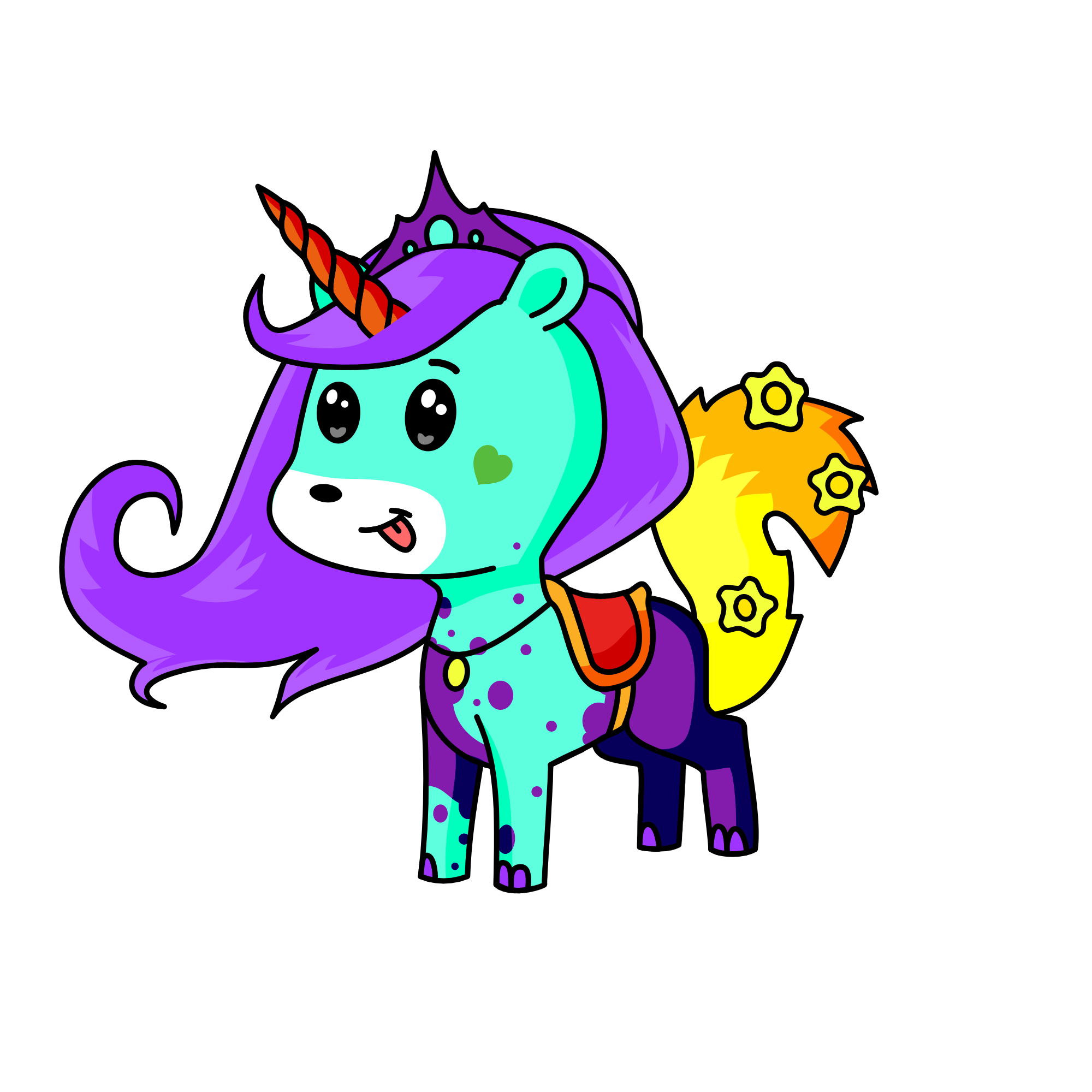 purple blue queen, the unicorn