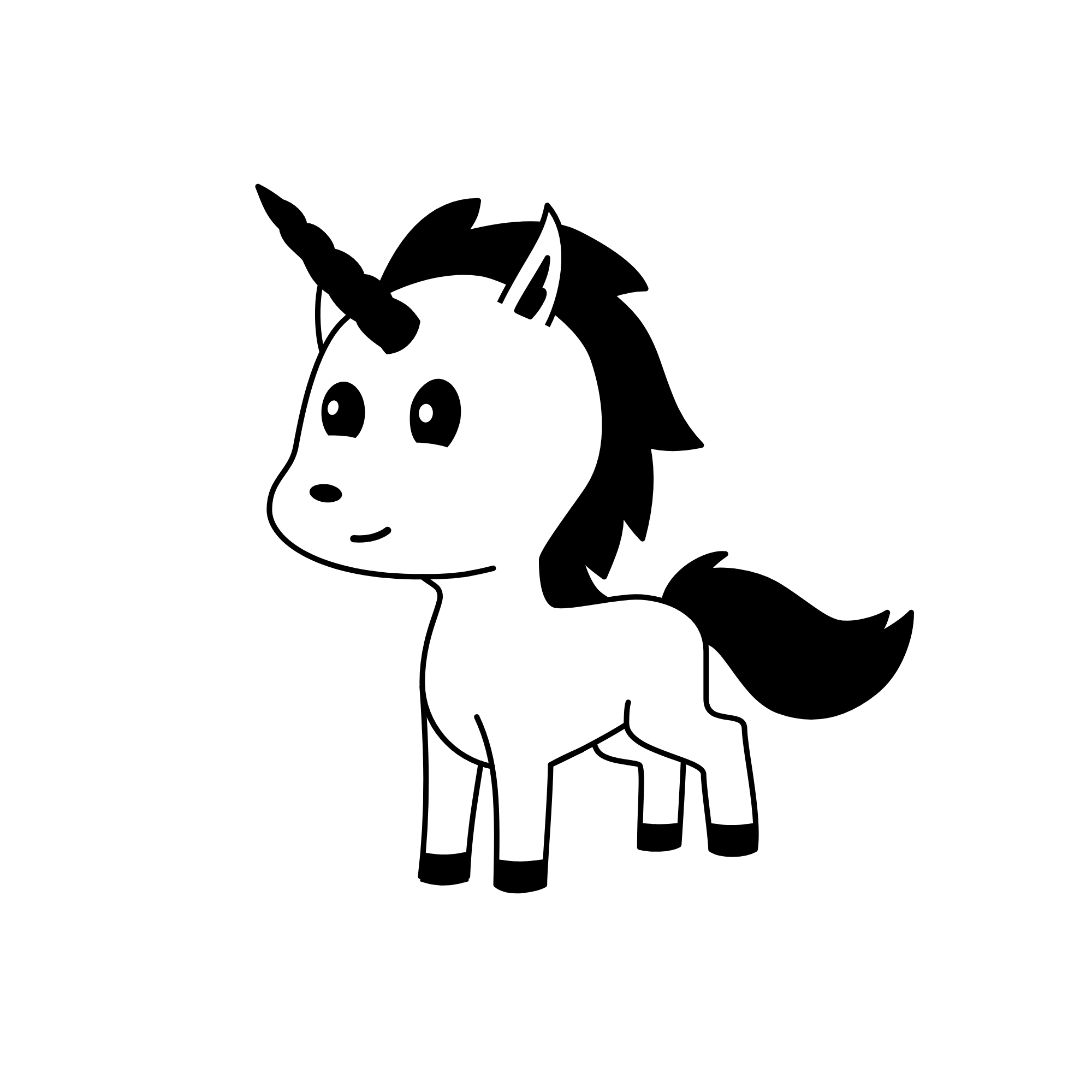 black and white, the unicorn
