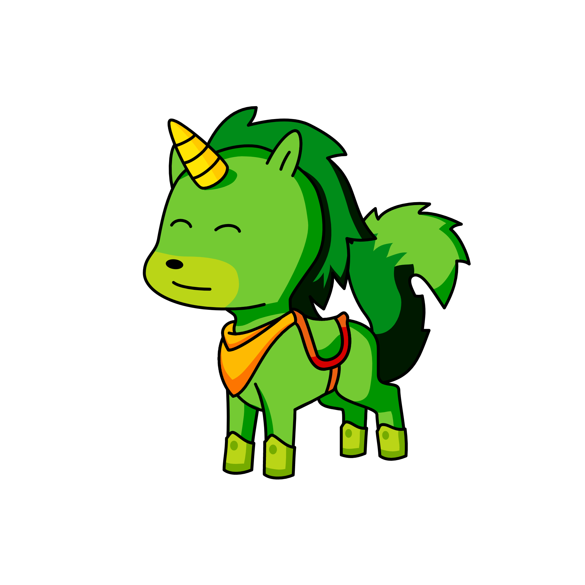 green, the unicorn