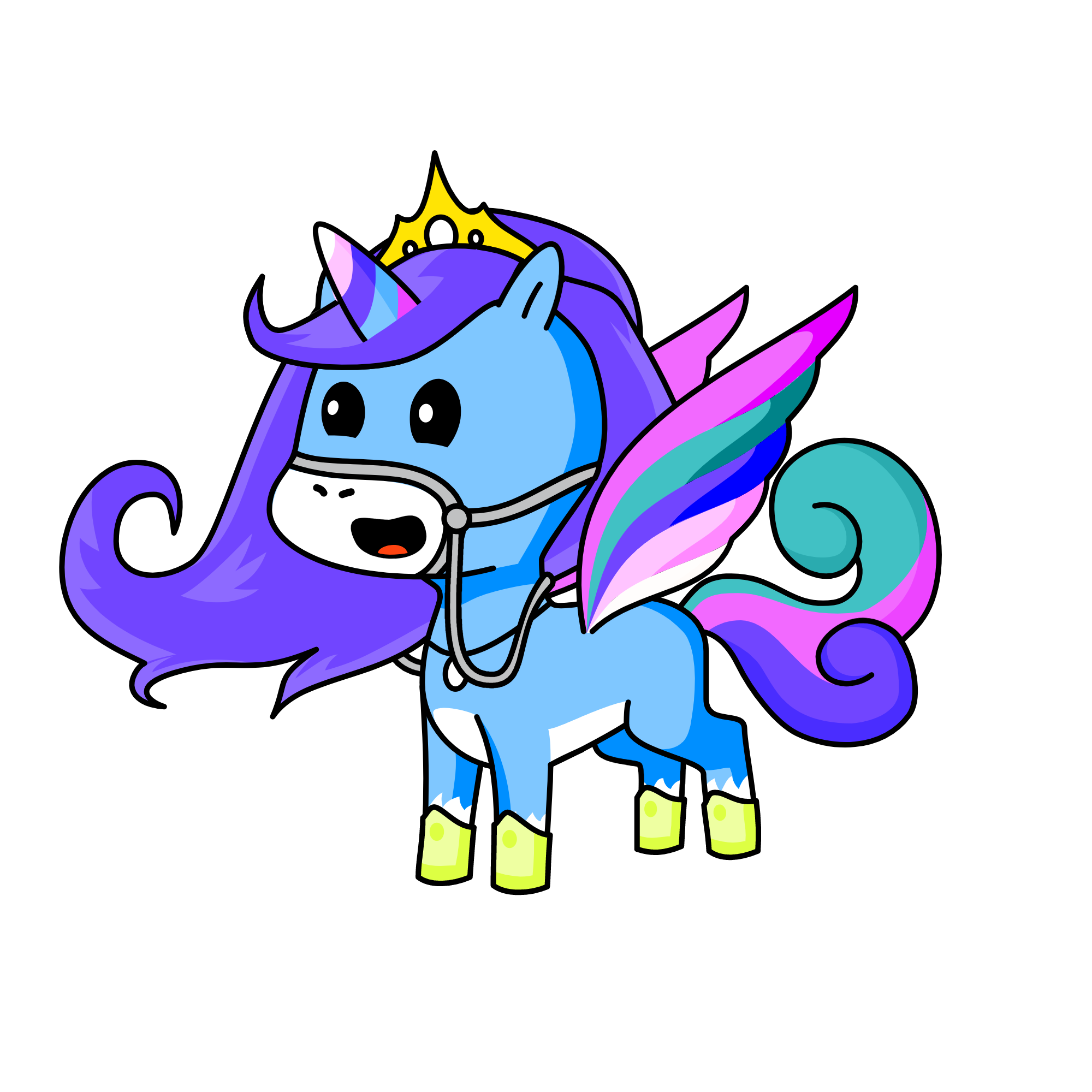 Ebony as a fancy unicorn, the unicorn
