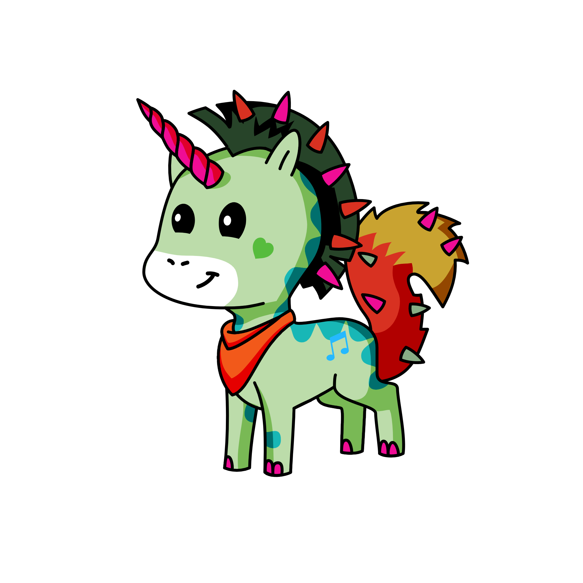 green, the unicorn