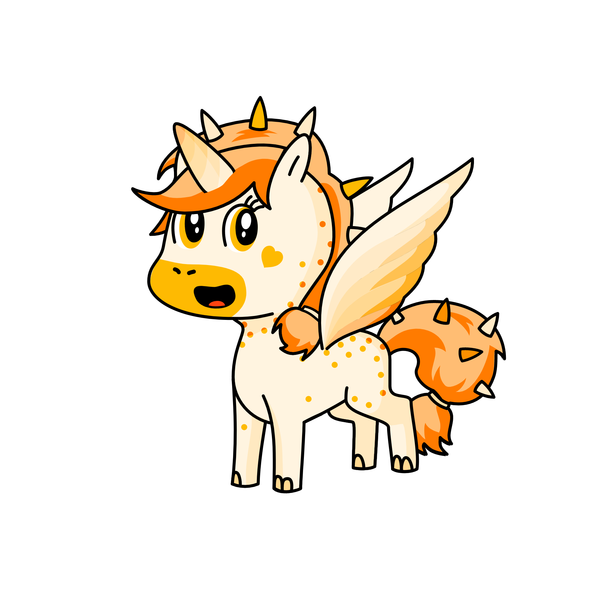 orange, the unicorn