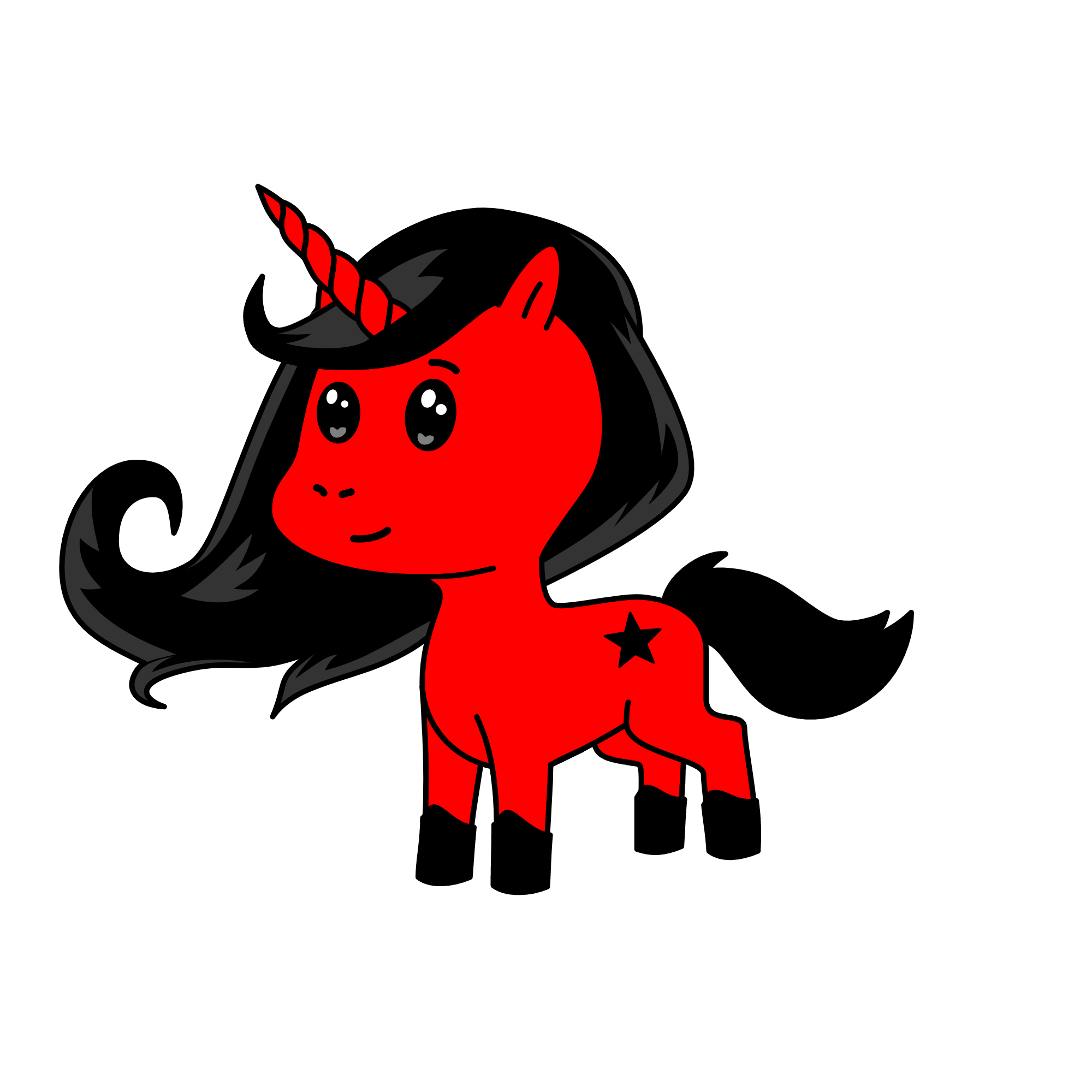 princess black red, the unicorn