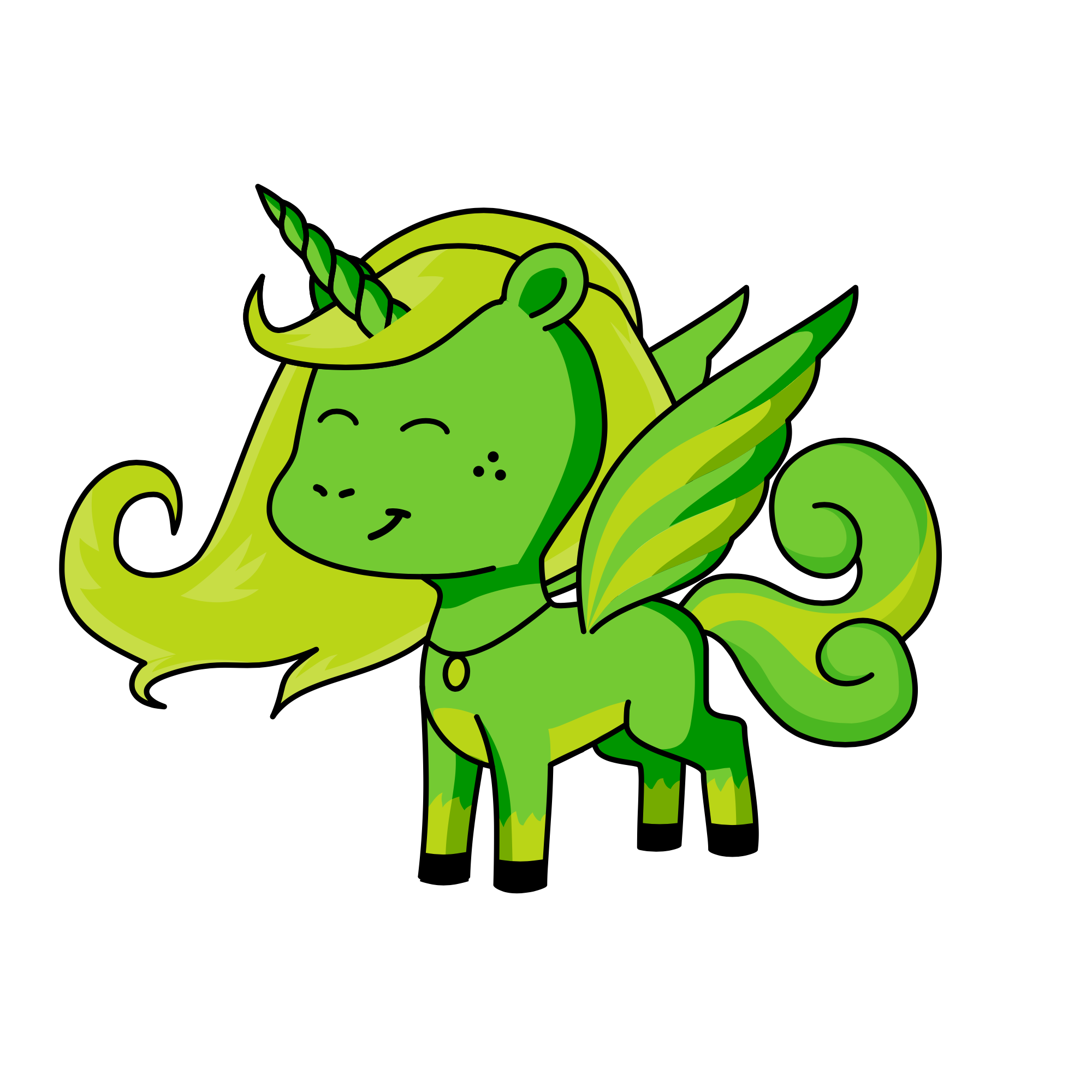 Green, the unicorn