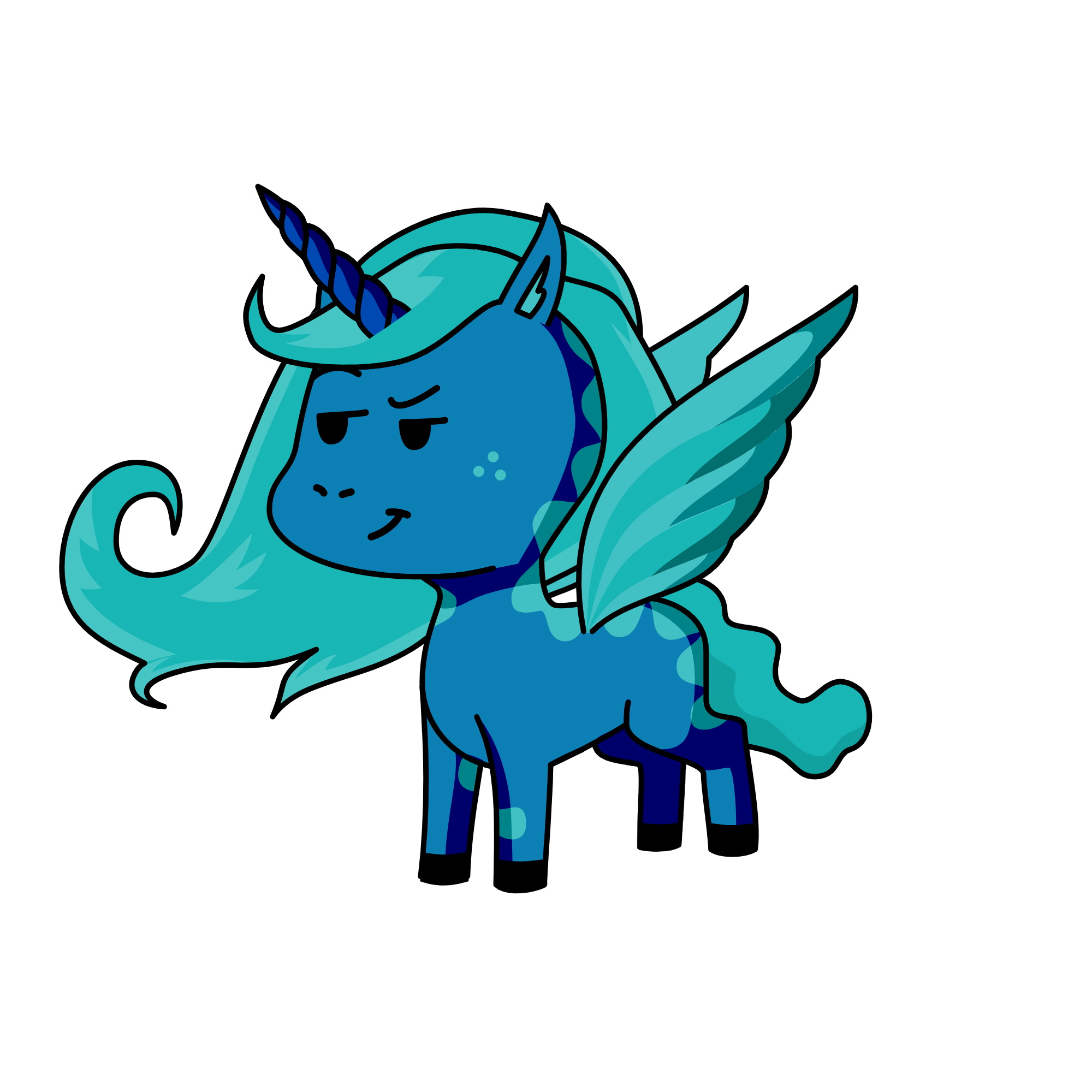 Bluey the Blue Horse, the unicorn