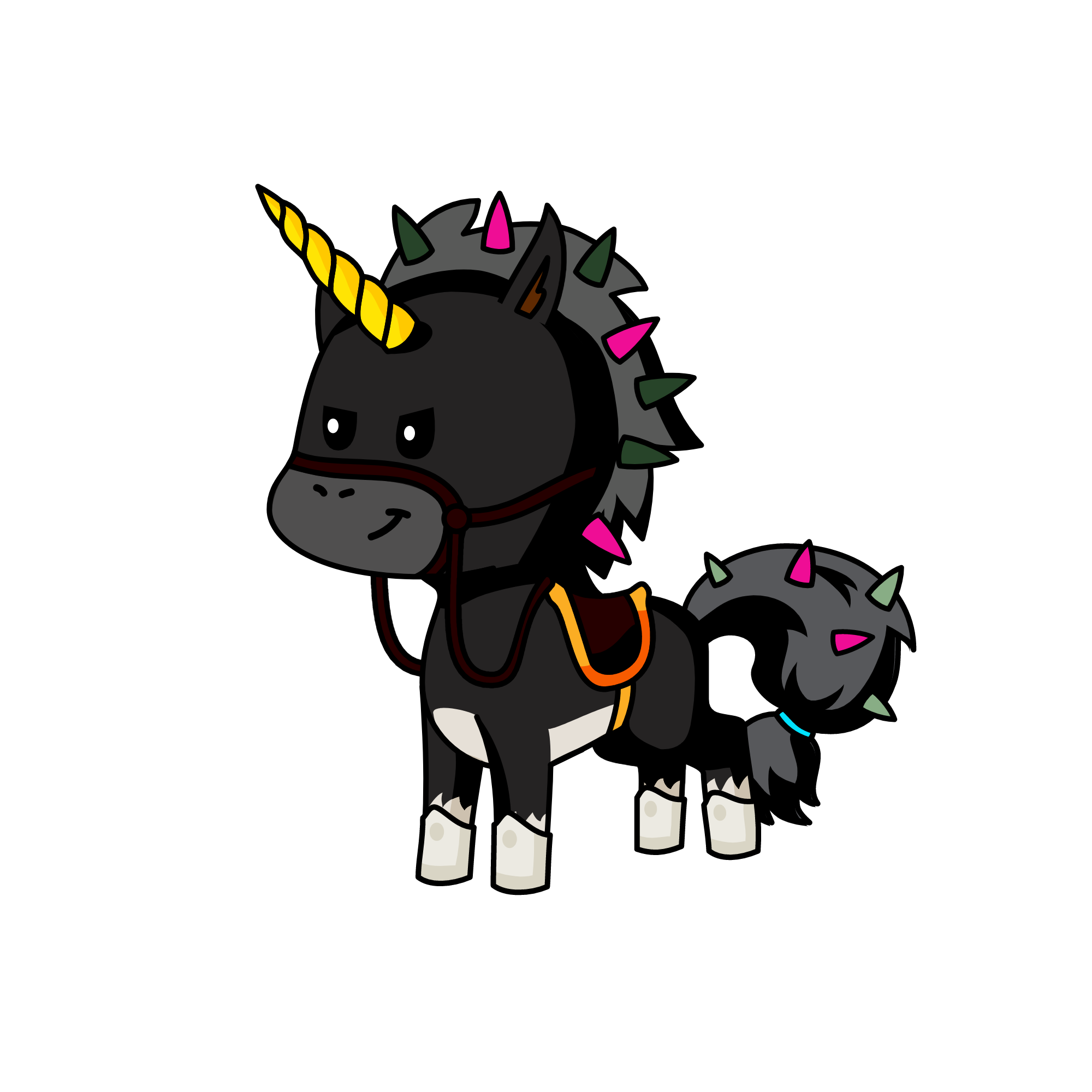 spiky black enime of sofla the unicorn butterfly, the unicorn