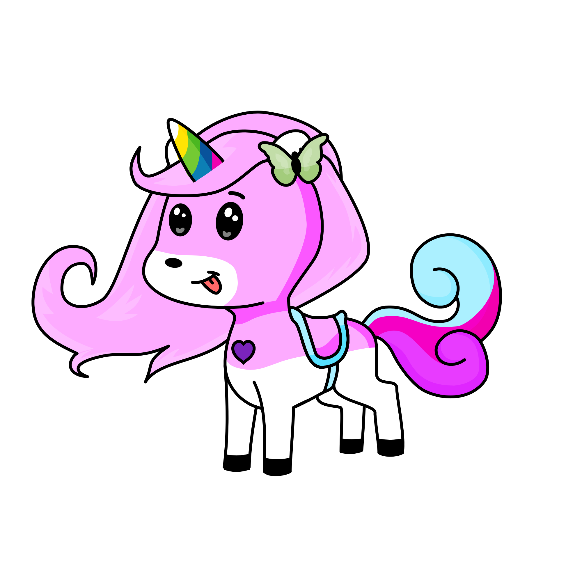 Pink heart, the unicorn