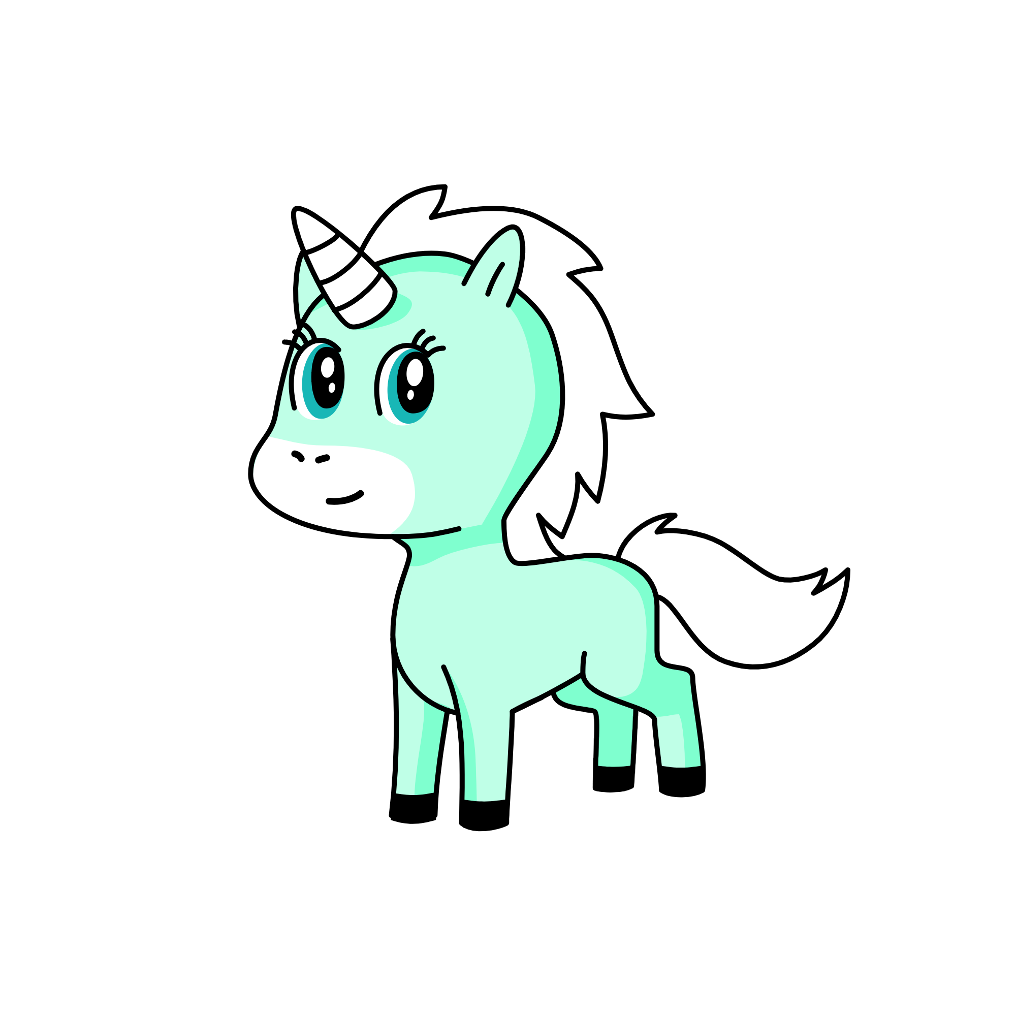 blue and white, the unicorn