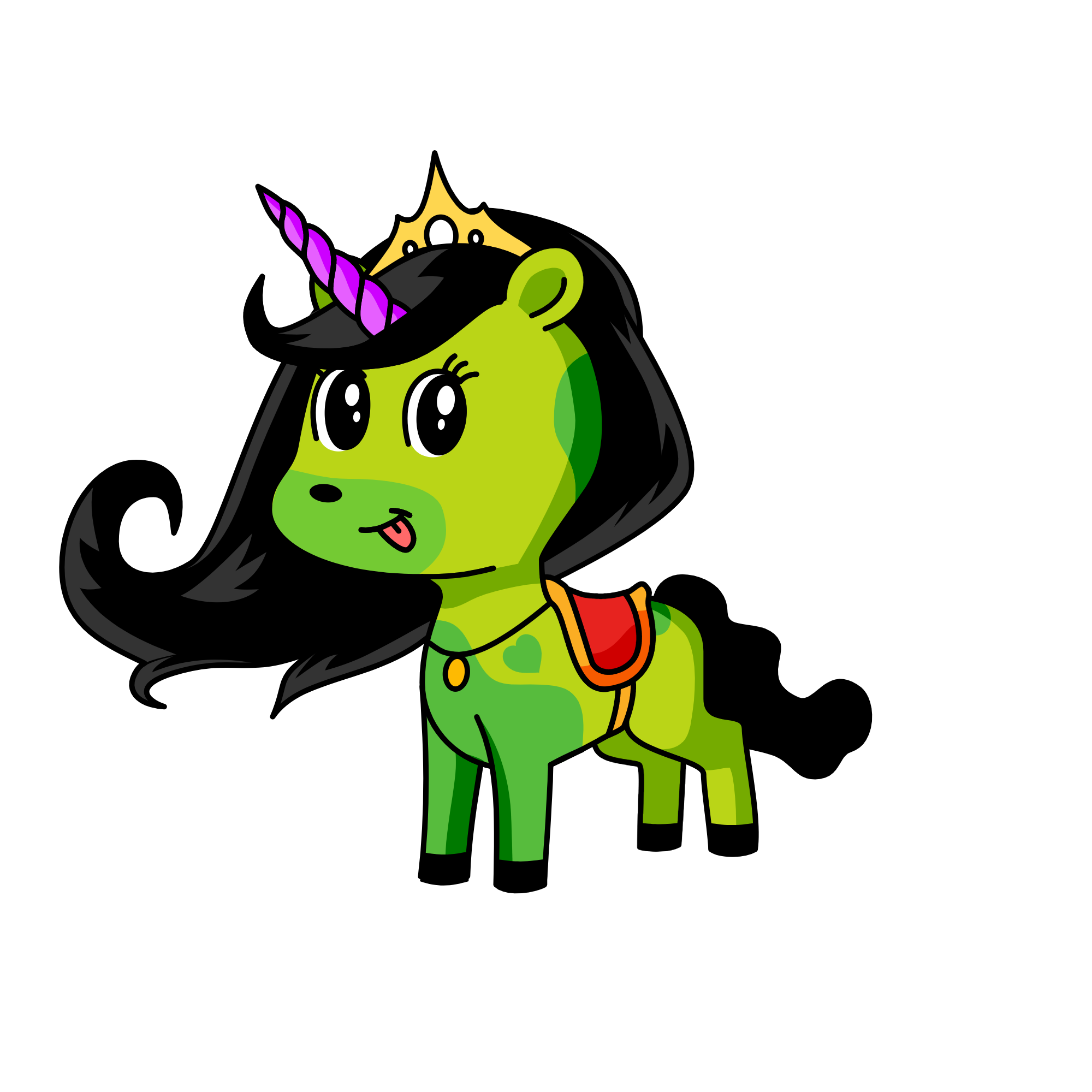 Green, the unicorn