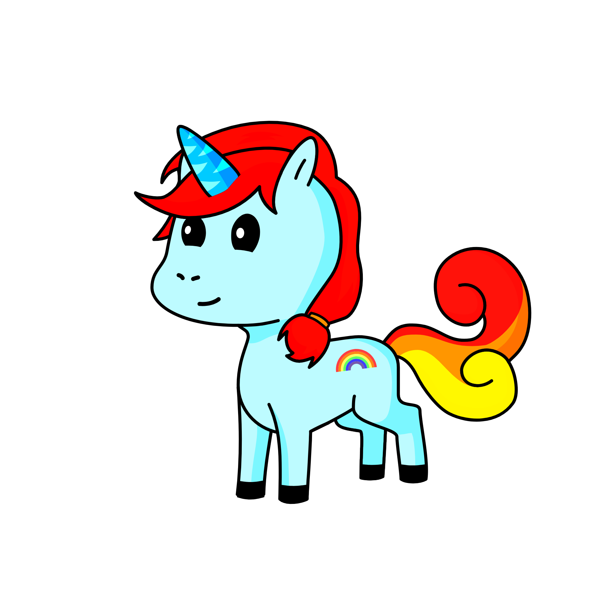 rainbow dash (I think I did good!), the unicorn