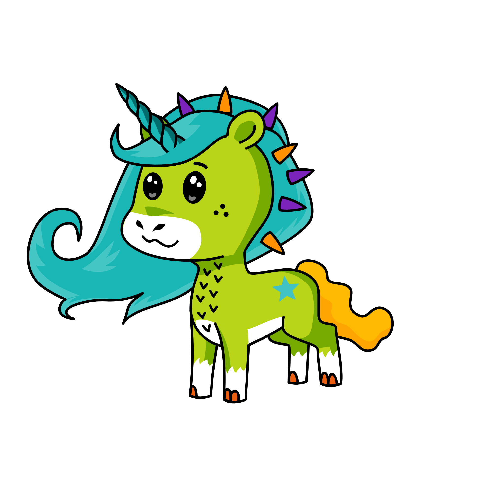 I love green as the sky, the unicorn