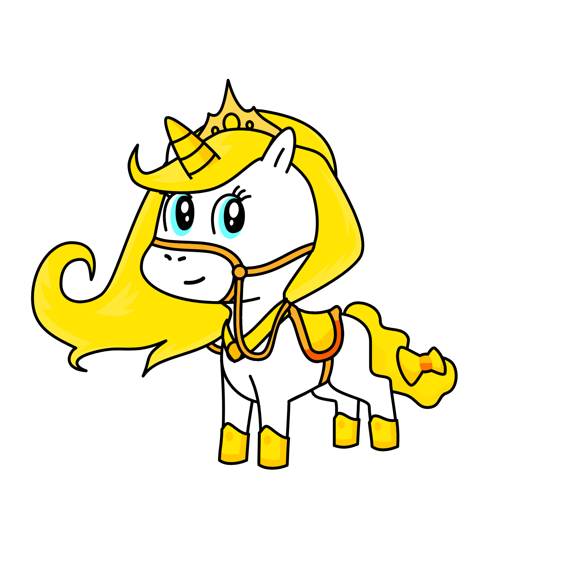 Princess Gold It says that whoever gets ride her she will be yours and that u will become a royal , the unicorn