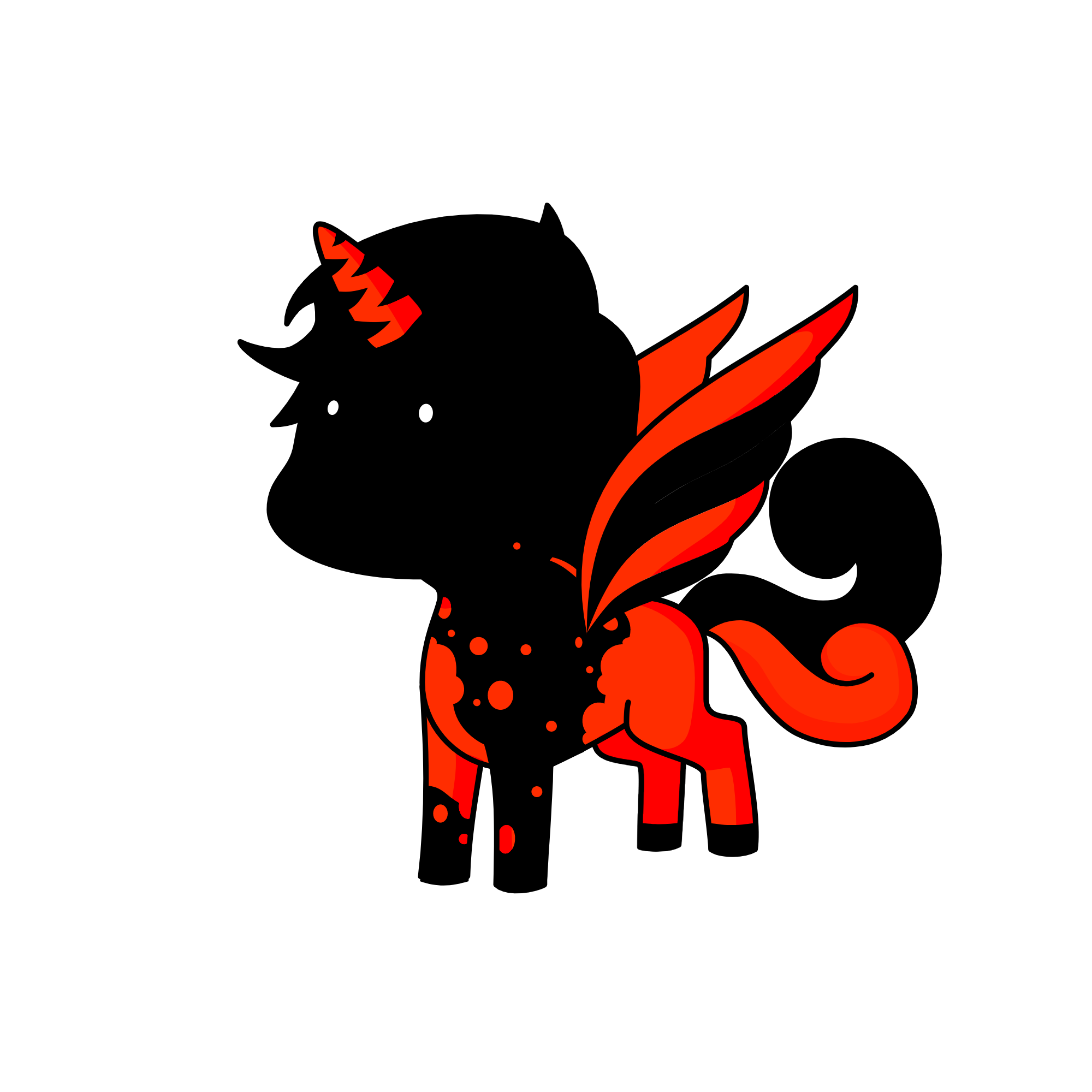 black and red thing, the unicorn
