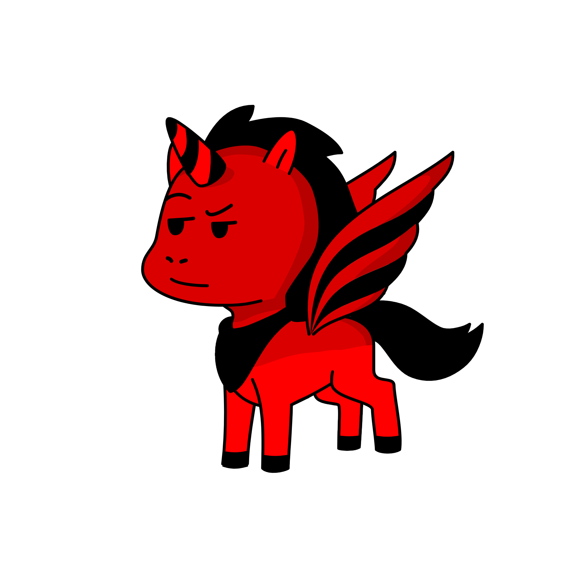A EVIL UNICORN READY FOR IT'S BREAKFAST, the unicorn