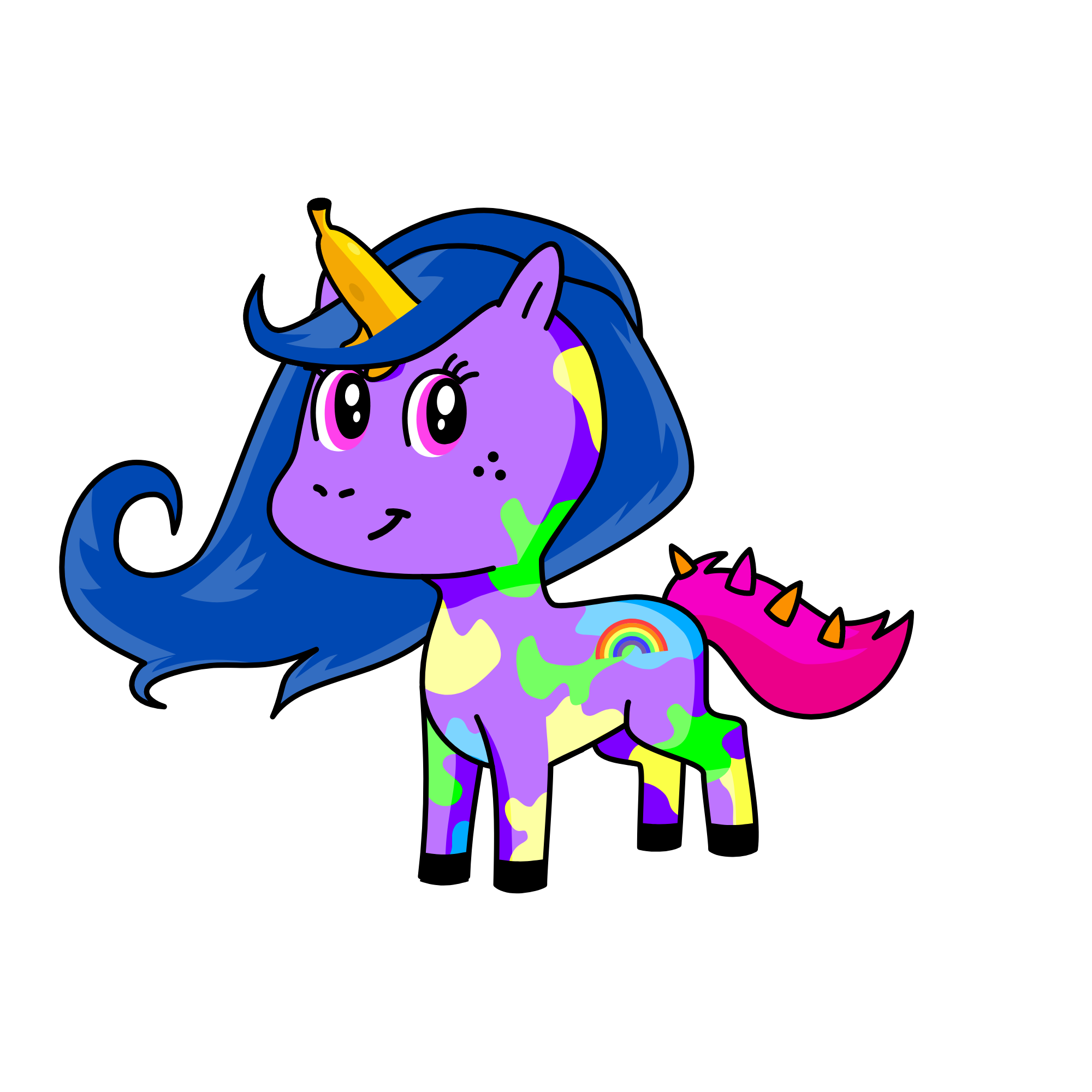 RAINBOW & BANANA ICE CREAM, the unicorn