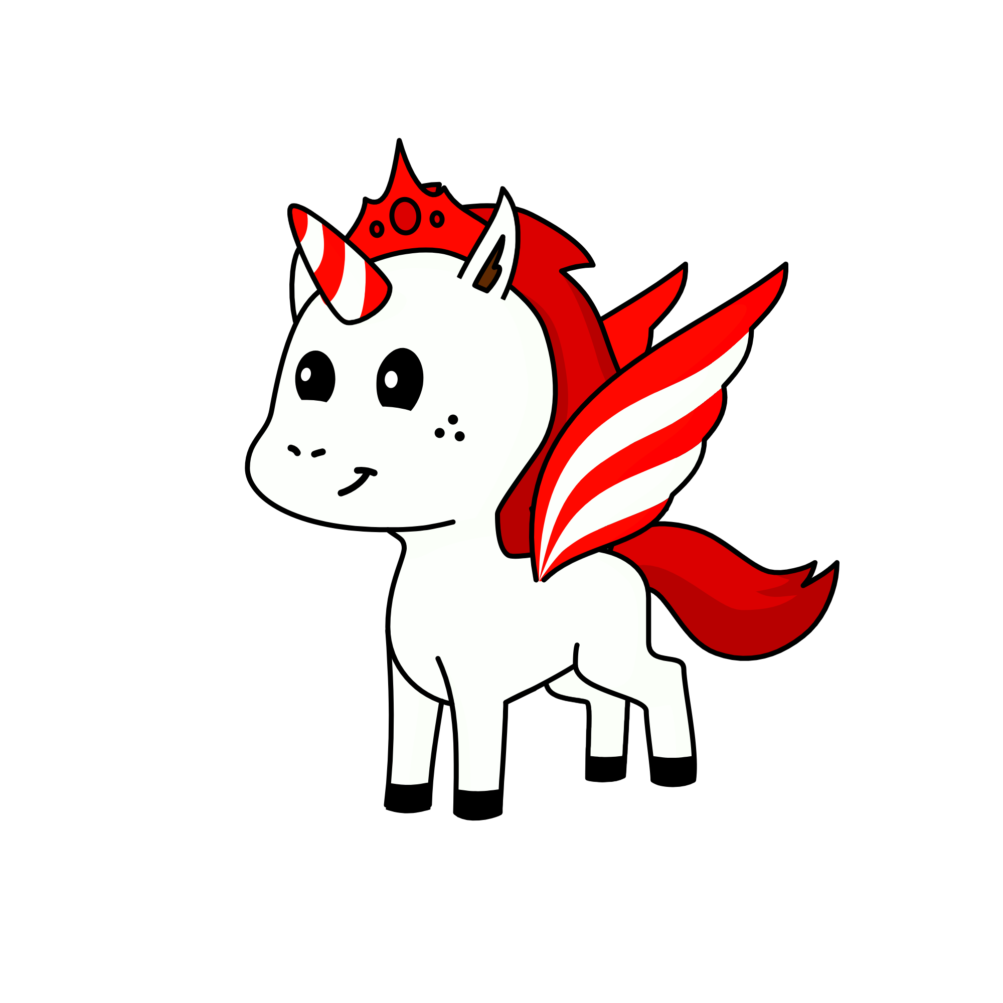 The Queen of candy canes, the unicorn