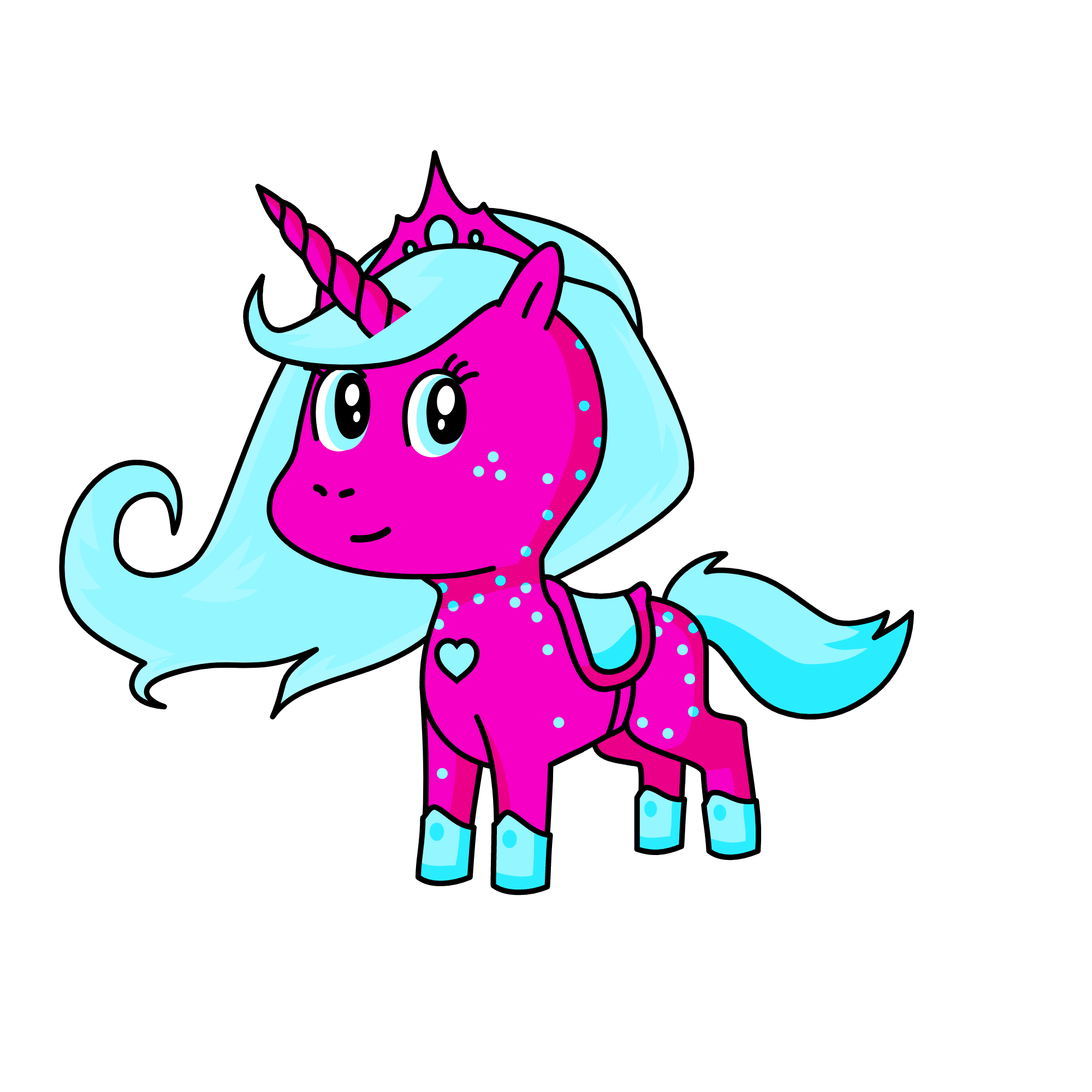 Blue girl and pink, the unicorn
