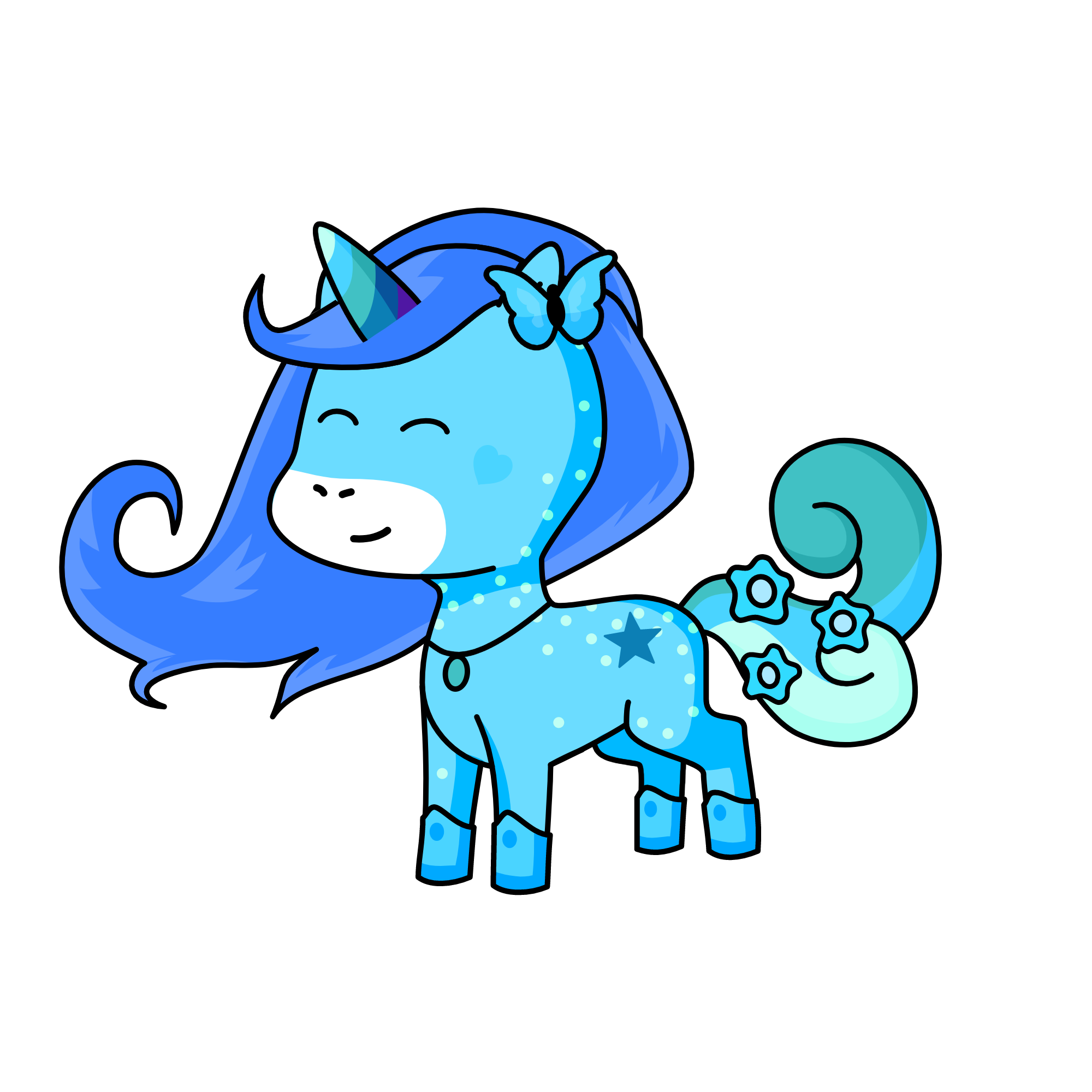 blue snowy, the unicorn