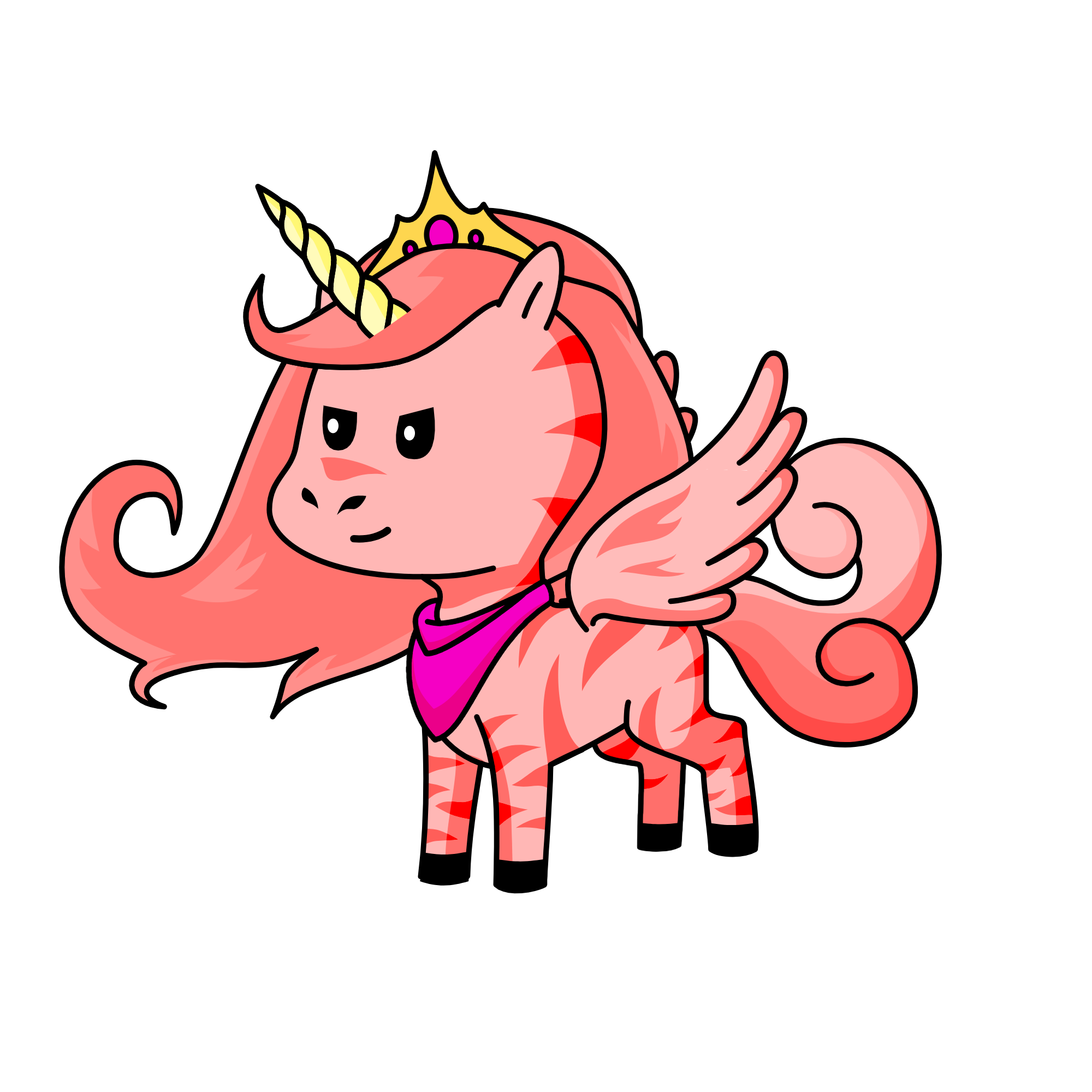 Ready for action, the unicorn