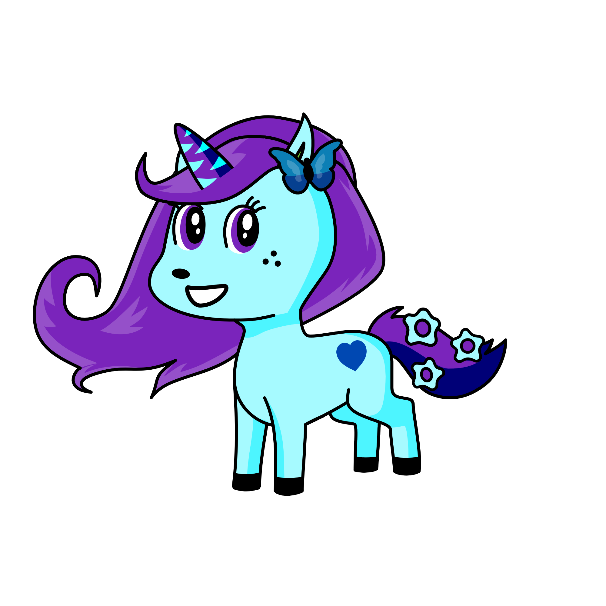 Bluee, the unicorn