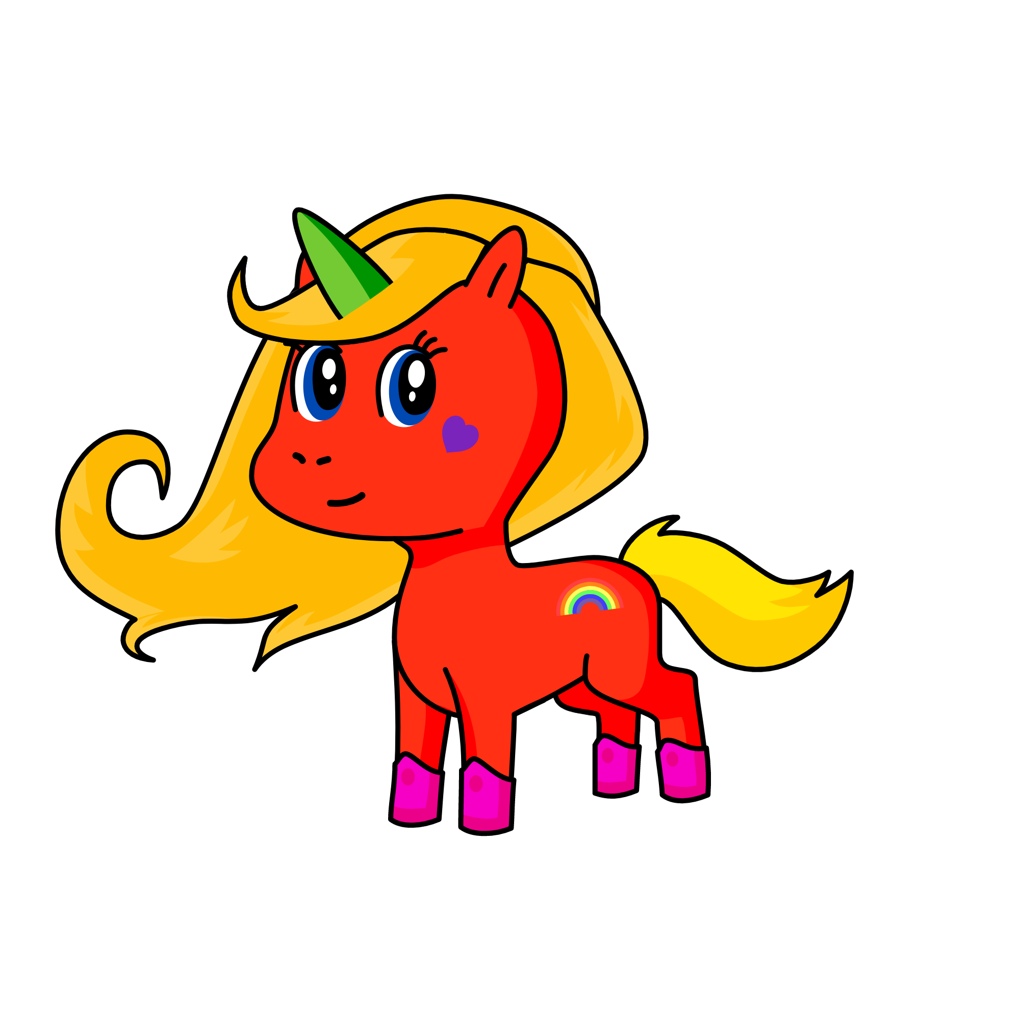 Rainbow girl, the unicorn