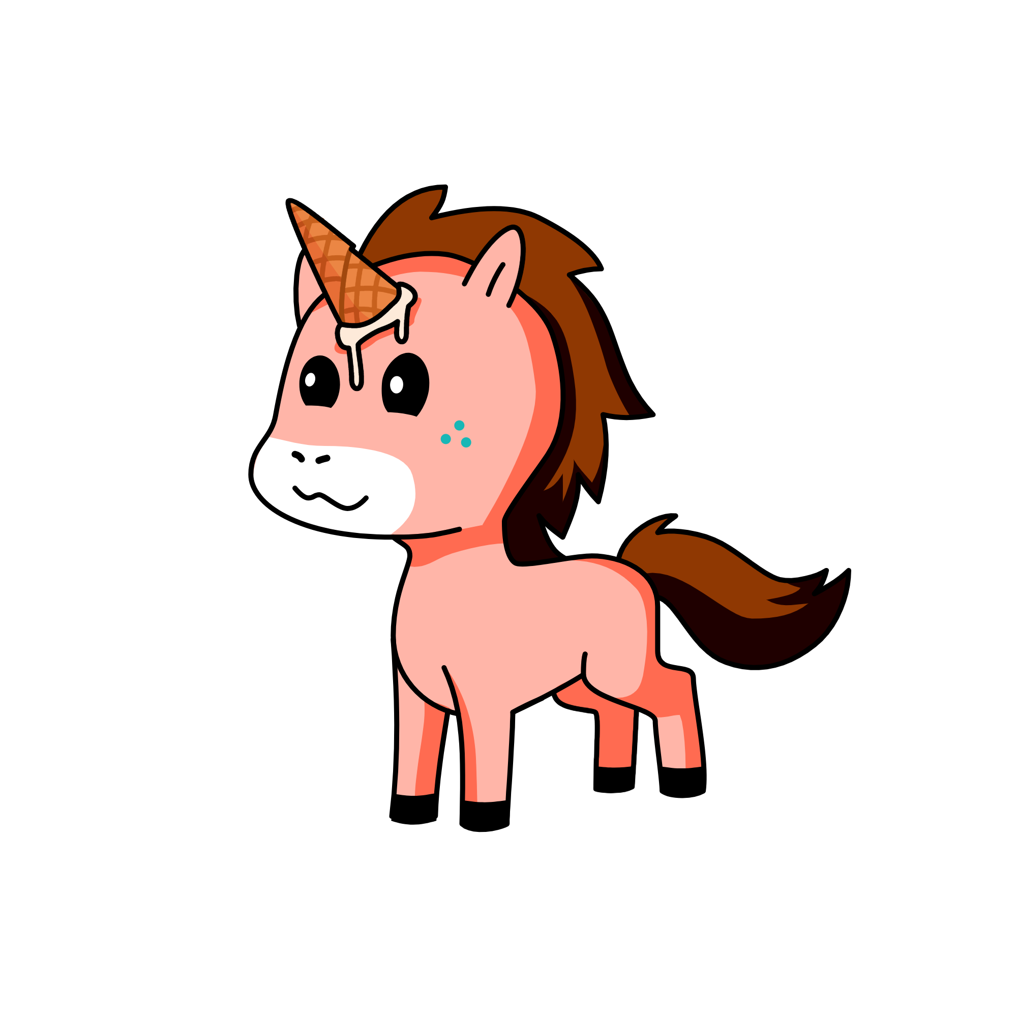 Strawberry ice cream, the unicorn