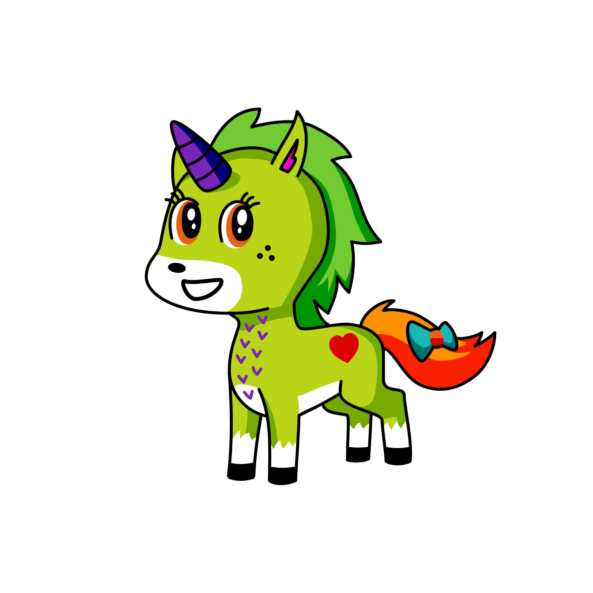 green bow, the unicorn