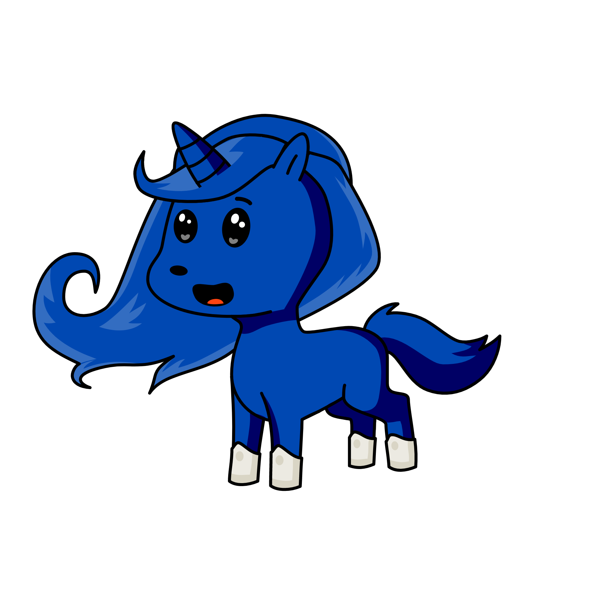 blue dash, the unicorn