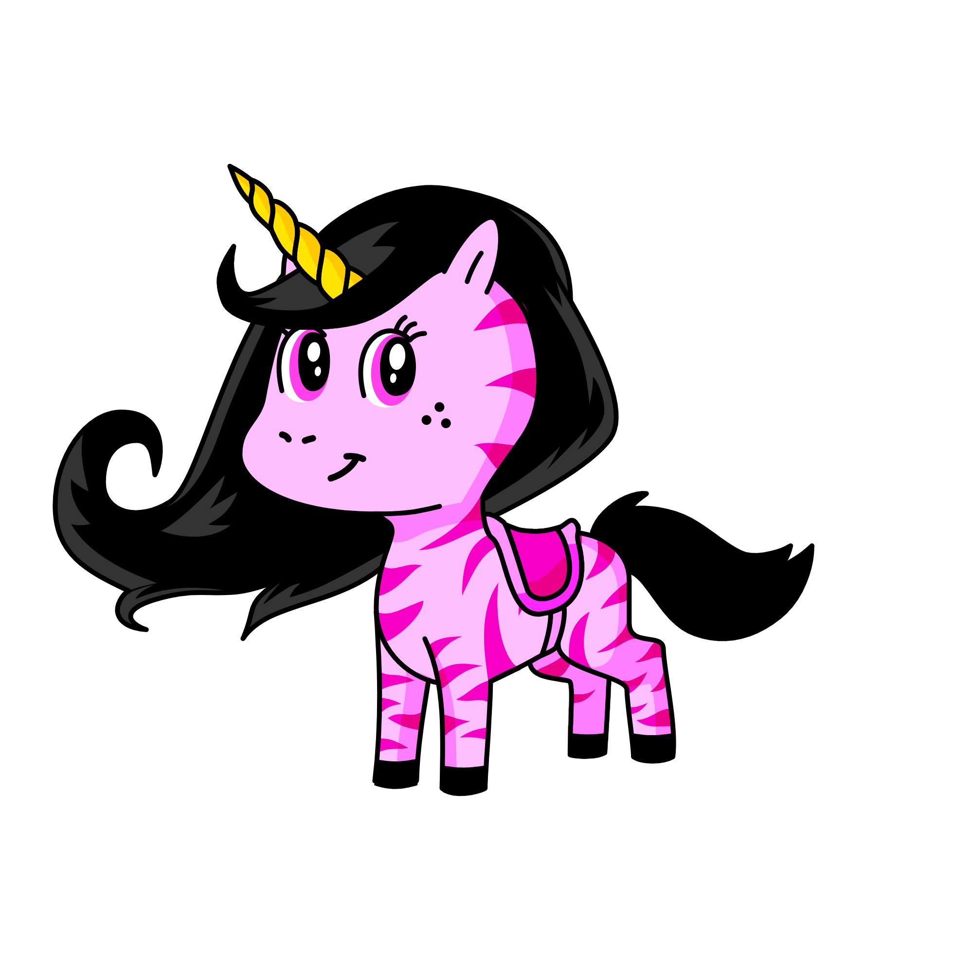 pink girl, the unicorn