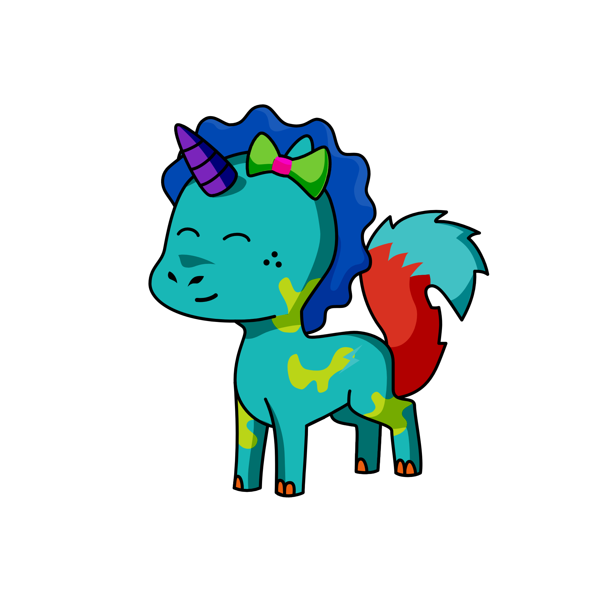 green, the unicorn