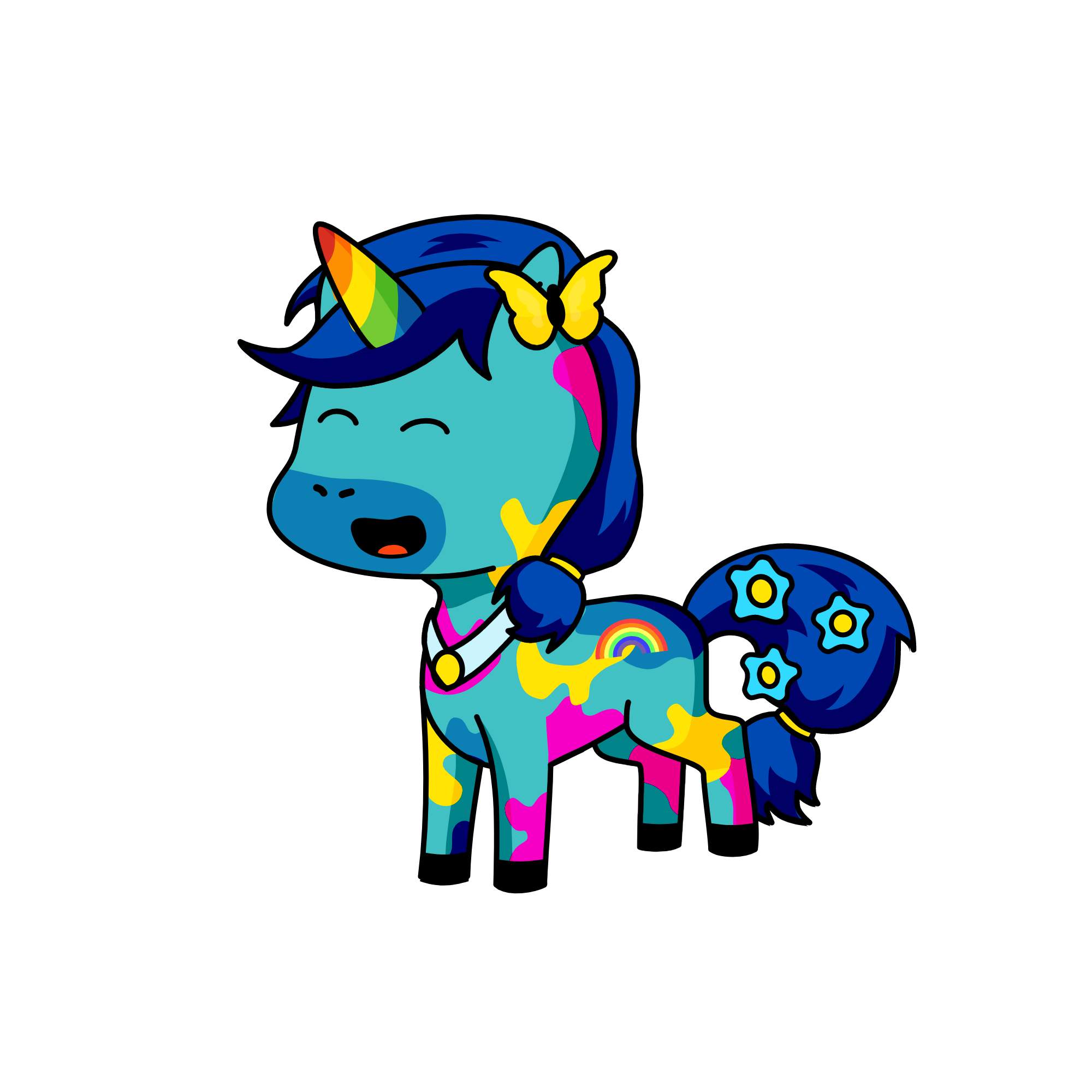 Rainbow Blue Butterfly, the unicorn