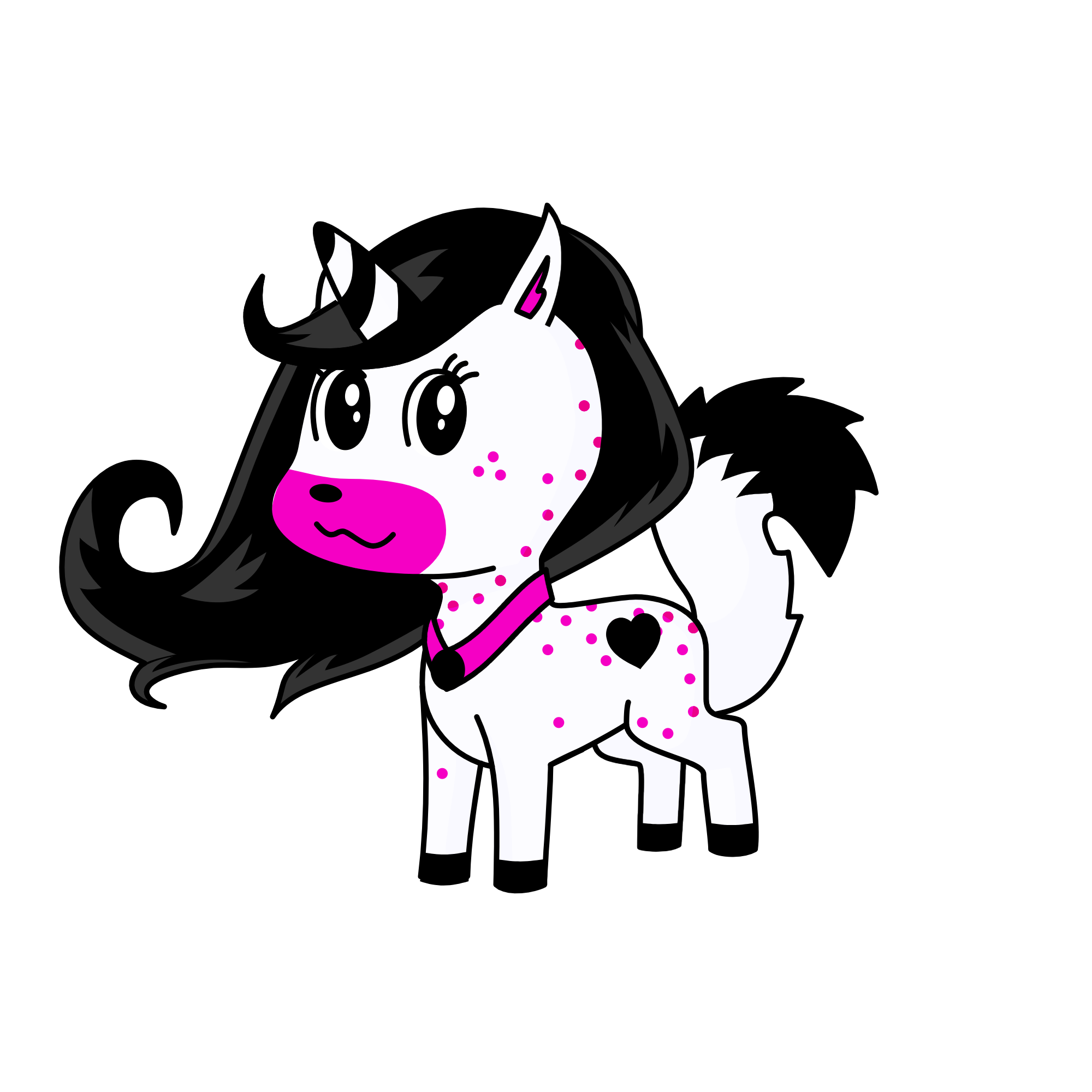 black white poney, the unicorn