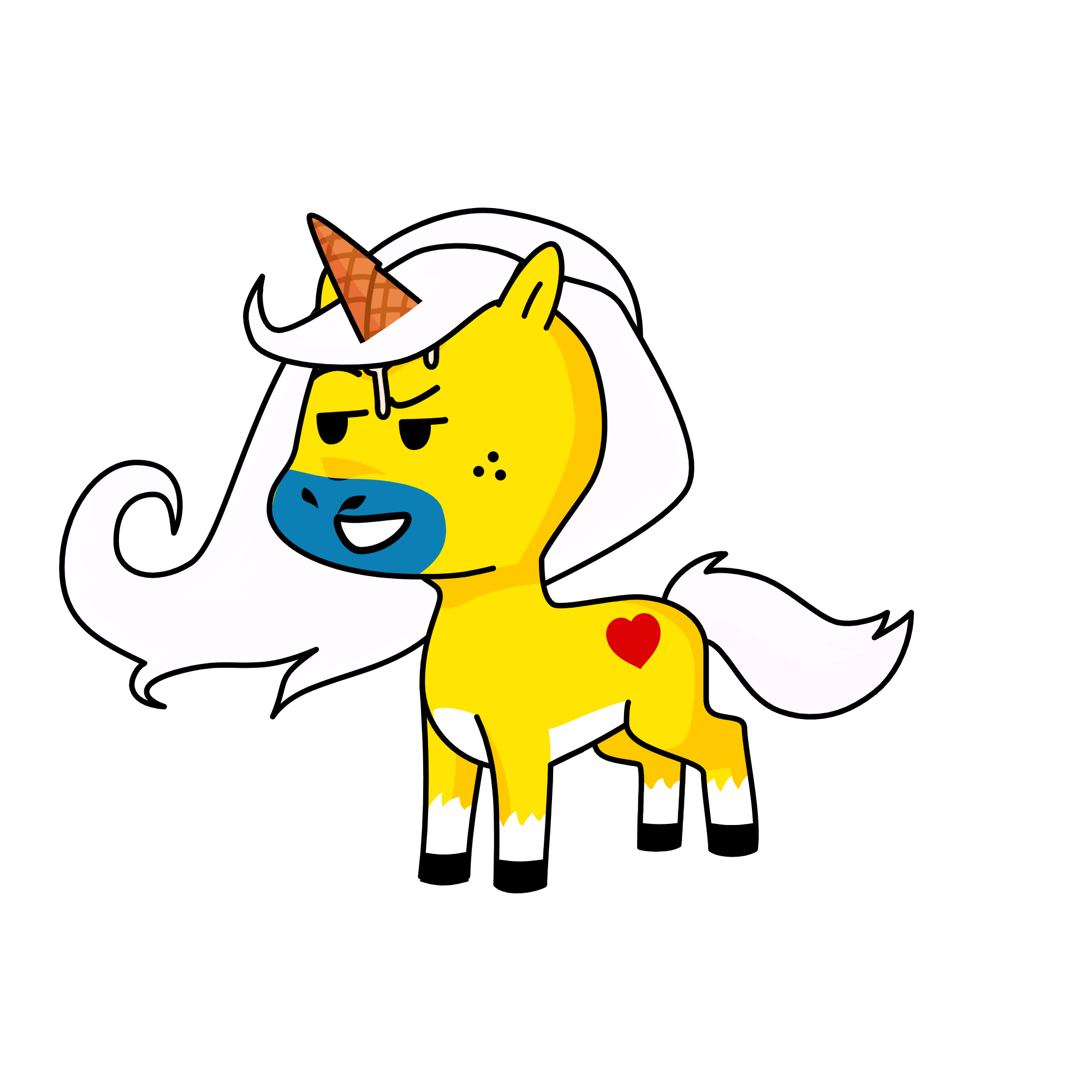 vanilla ice cream yellow cone, the unicorn