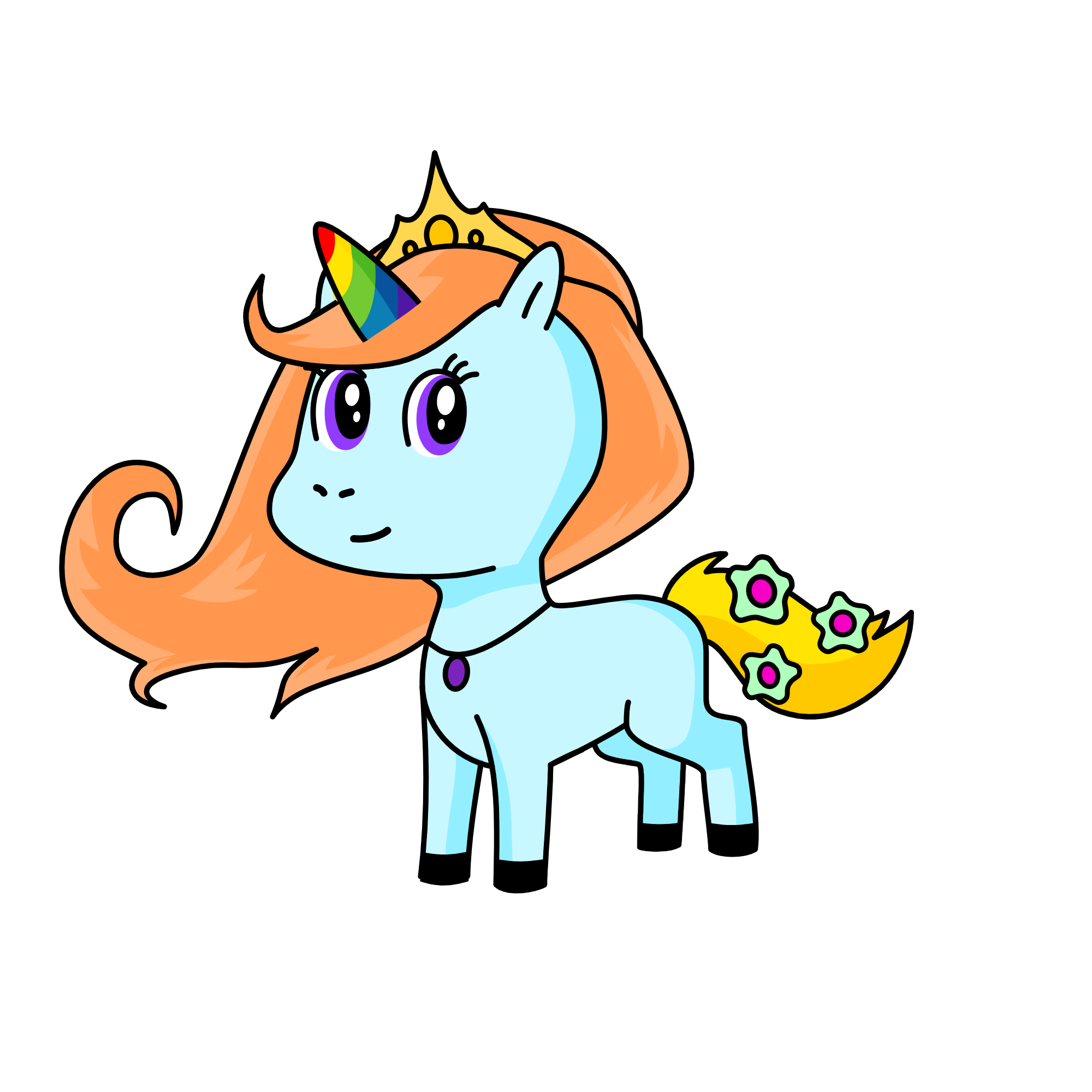 Rainbow cute unicorn, the unicorn