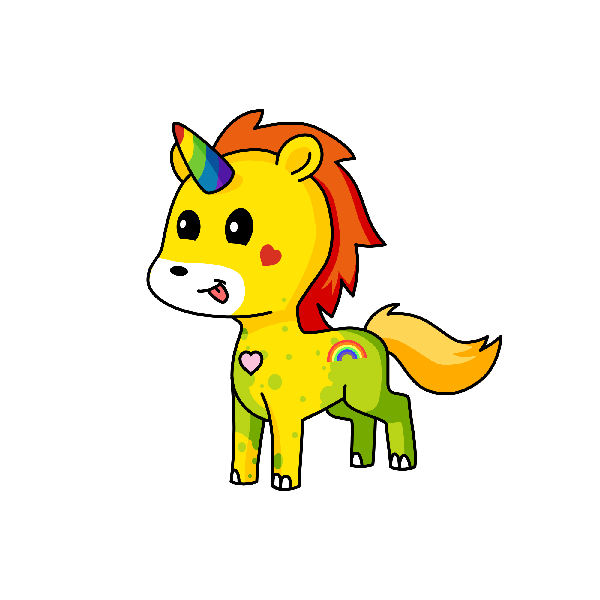 yellow happy, the unicorn