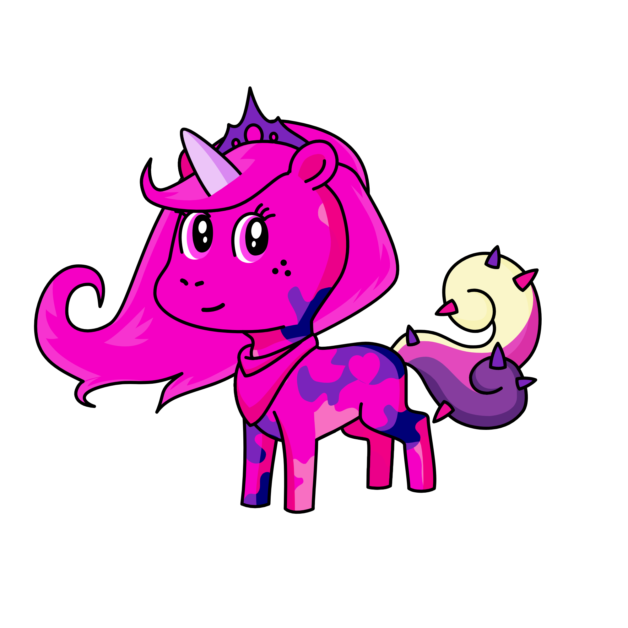 Pinky the forest queen , the unicorn