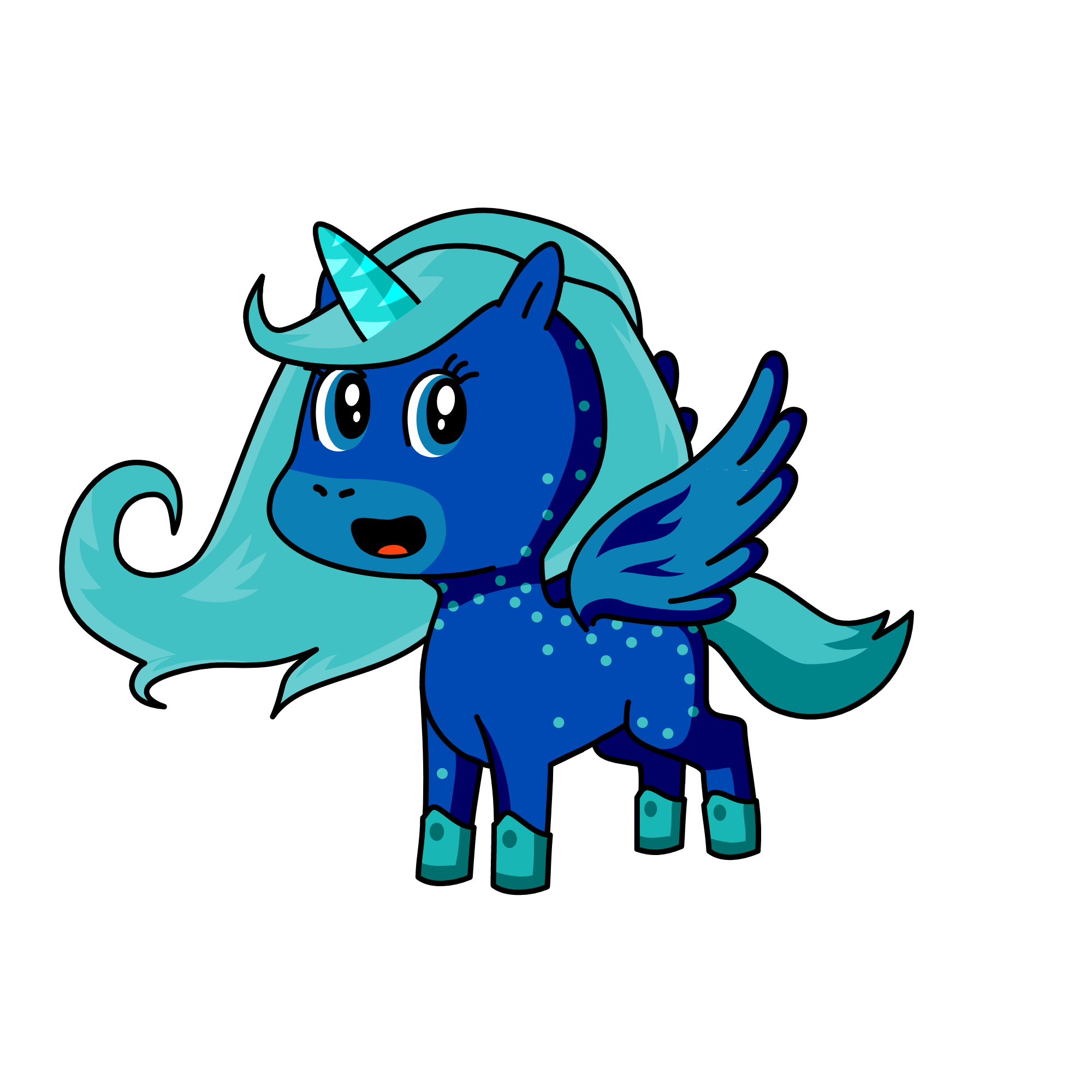 Bluer, the unicorn