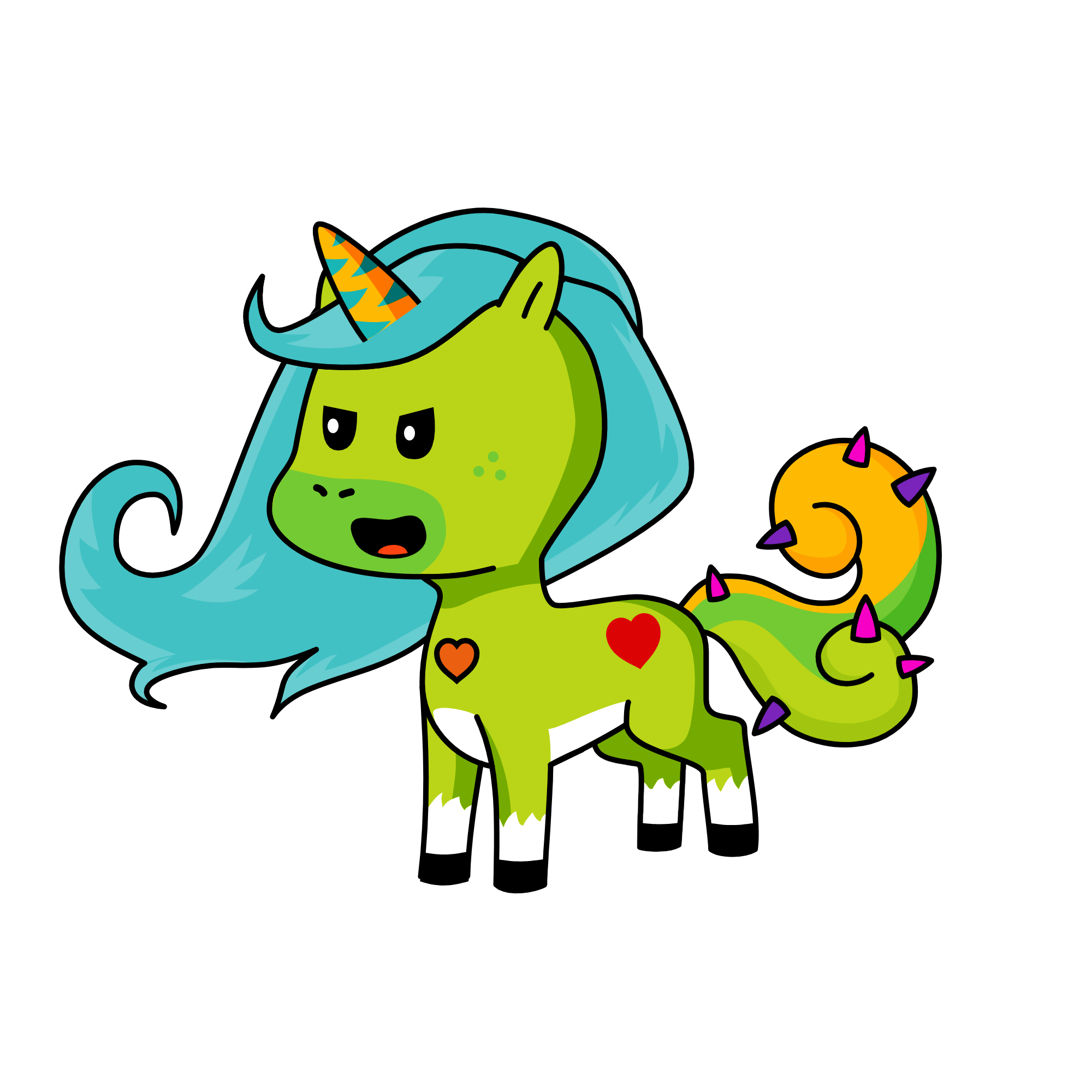 green, the unicorn