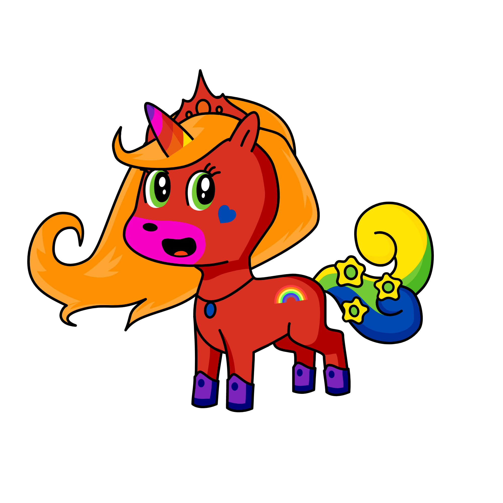 rainbow unicorn glitter all the power girl, the unicorn