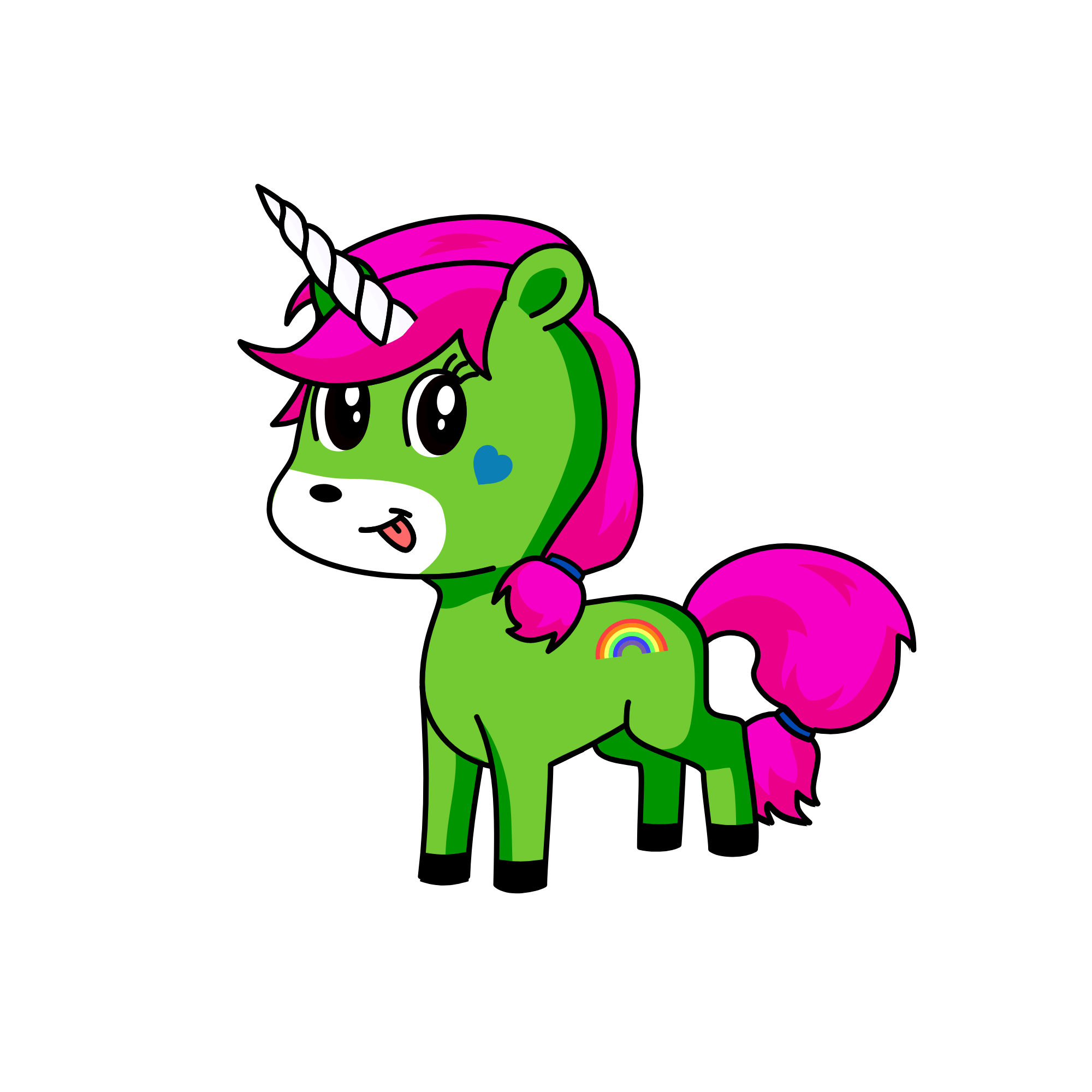 Green, the unicorn