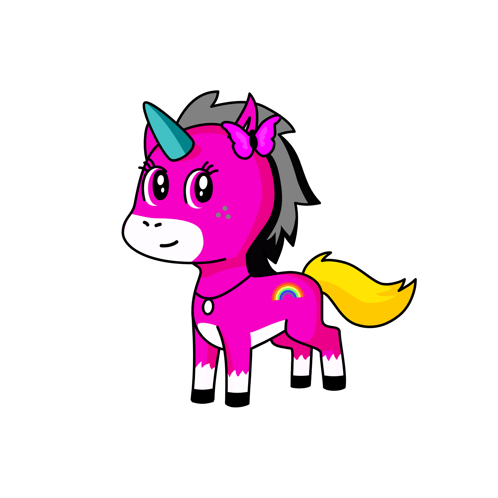 pinky girl butter fly, the unicorn