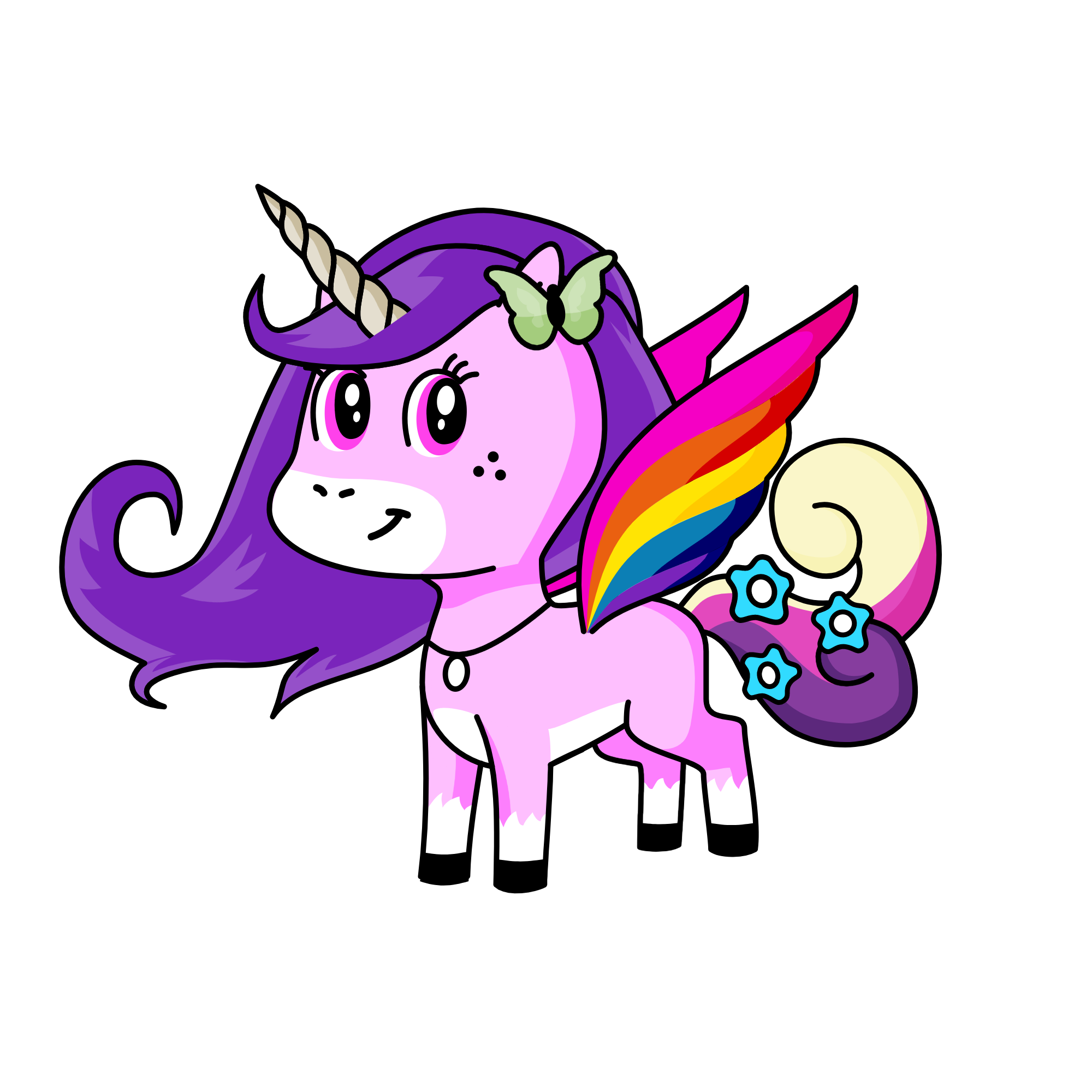R-a-i-n-b-o-w, the unicorn