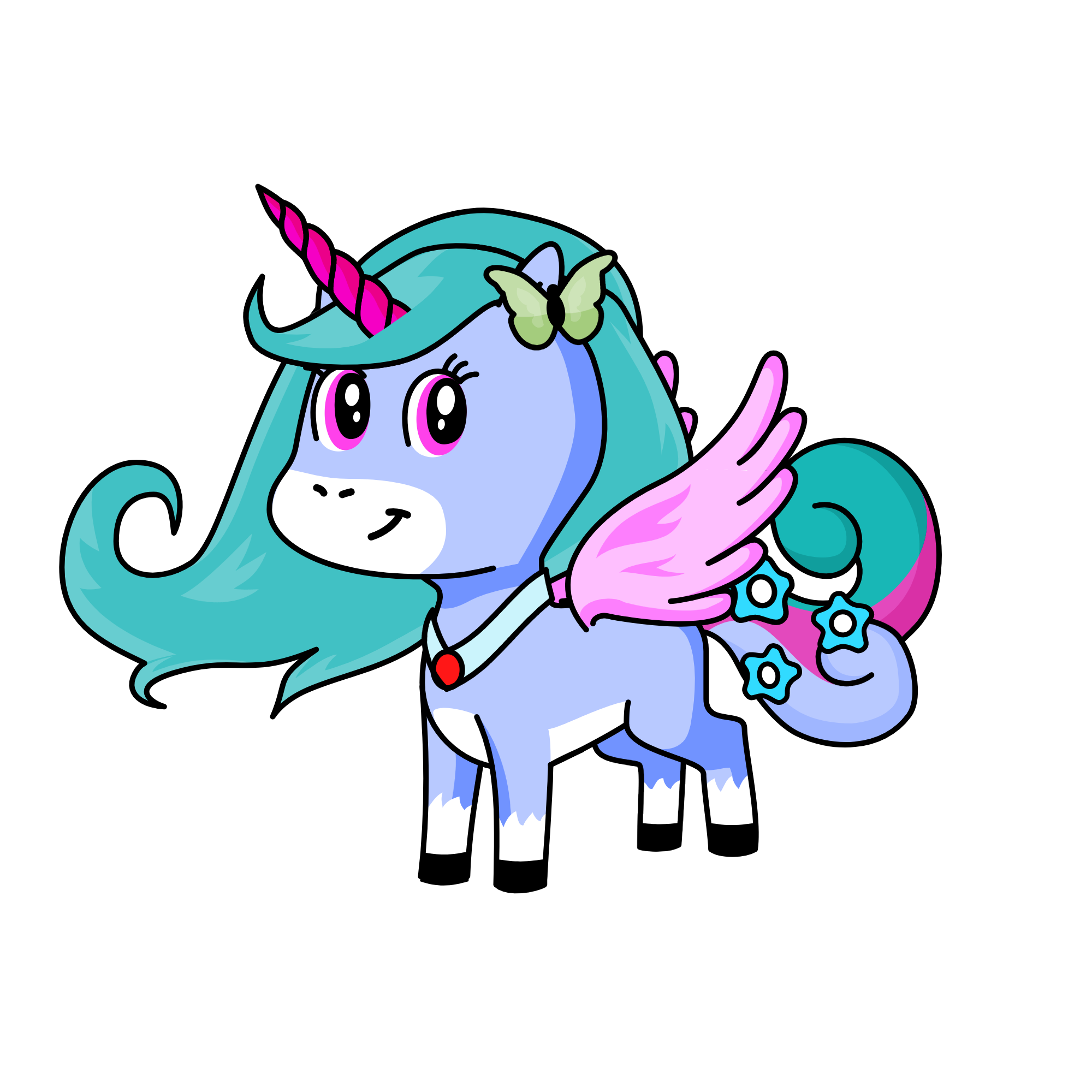 Bluearella, the unicorn