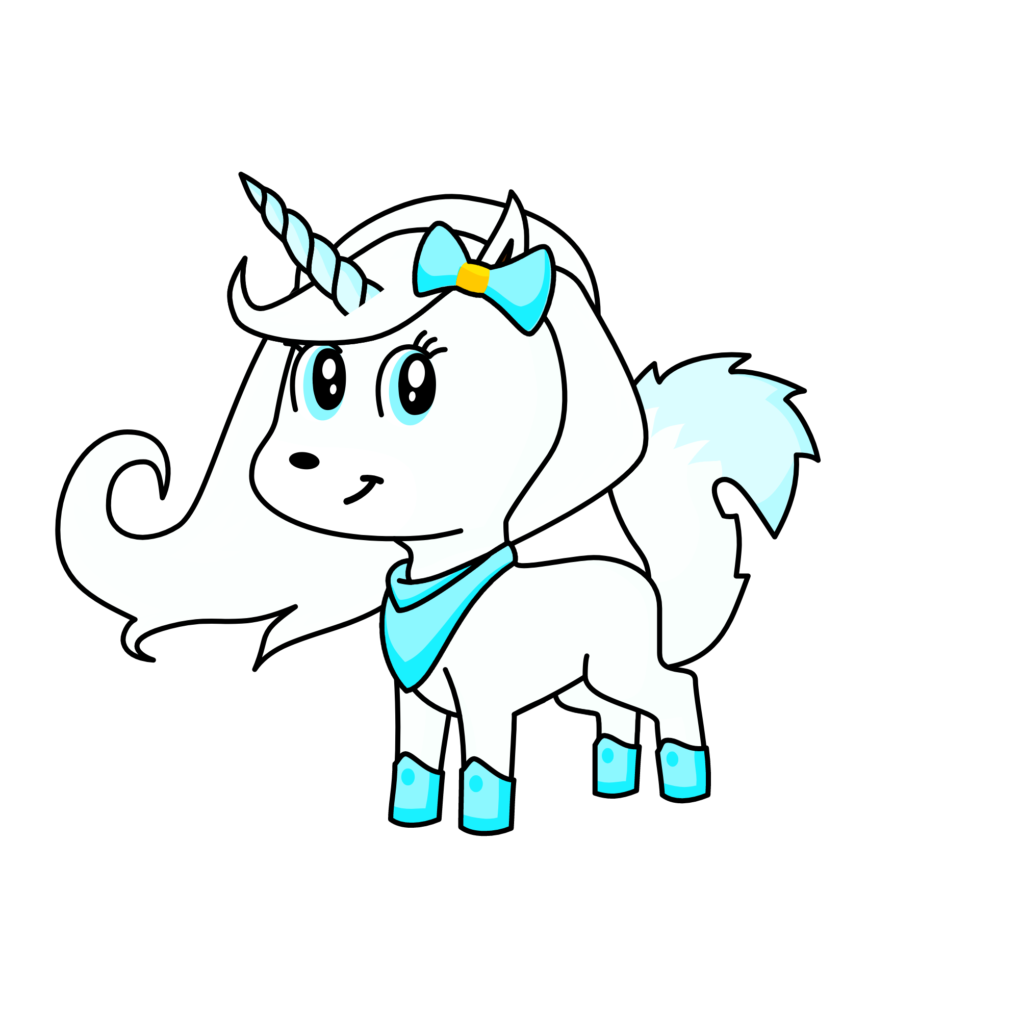 Snow foxe, the unicorn