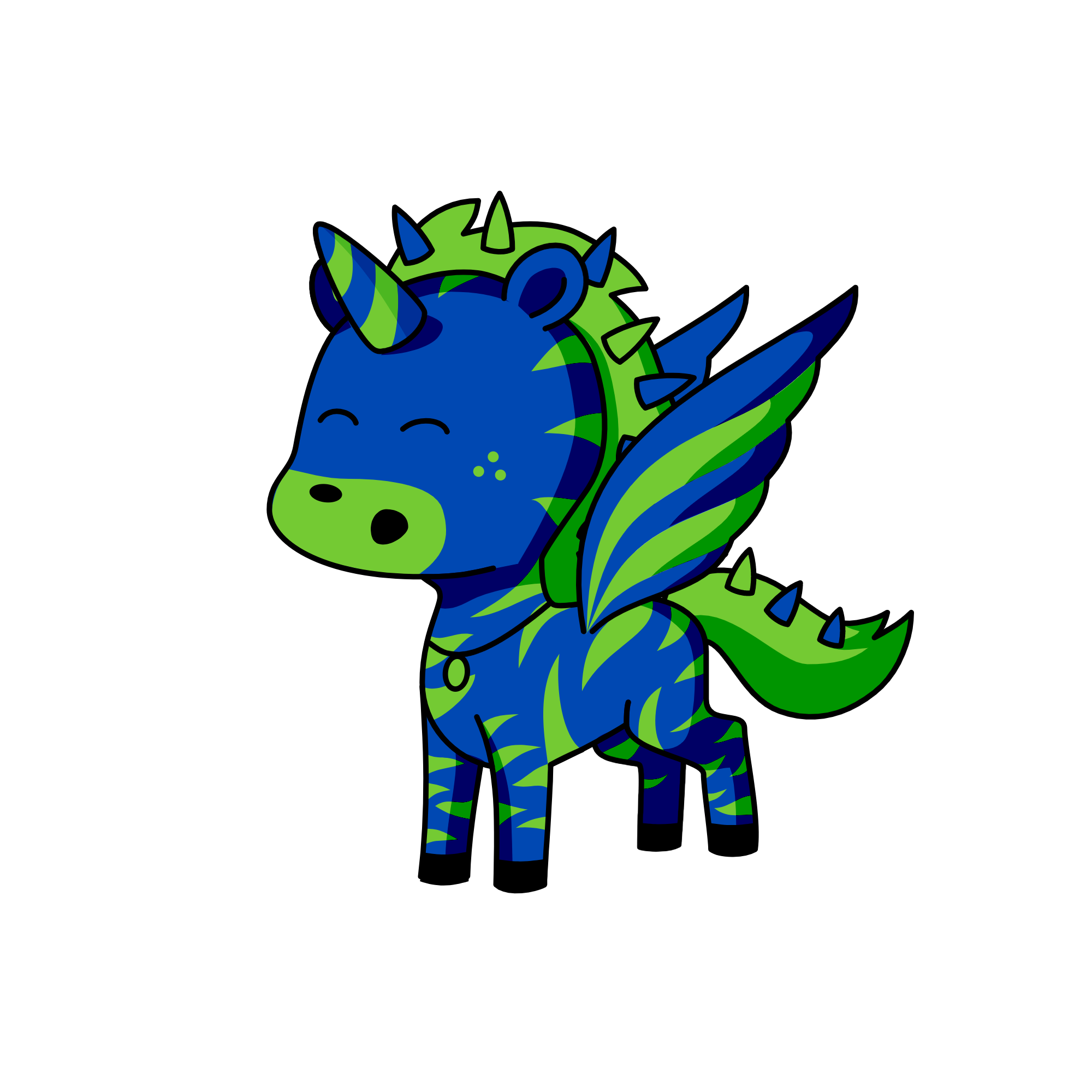 blue and green, the unicorn