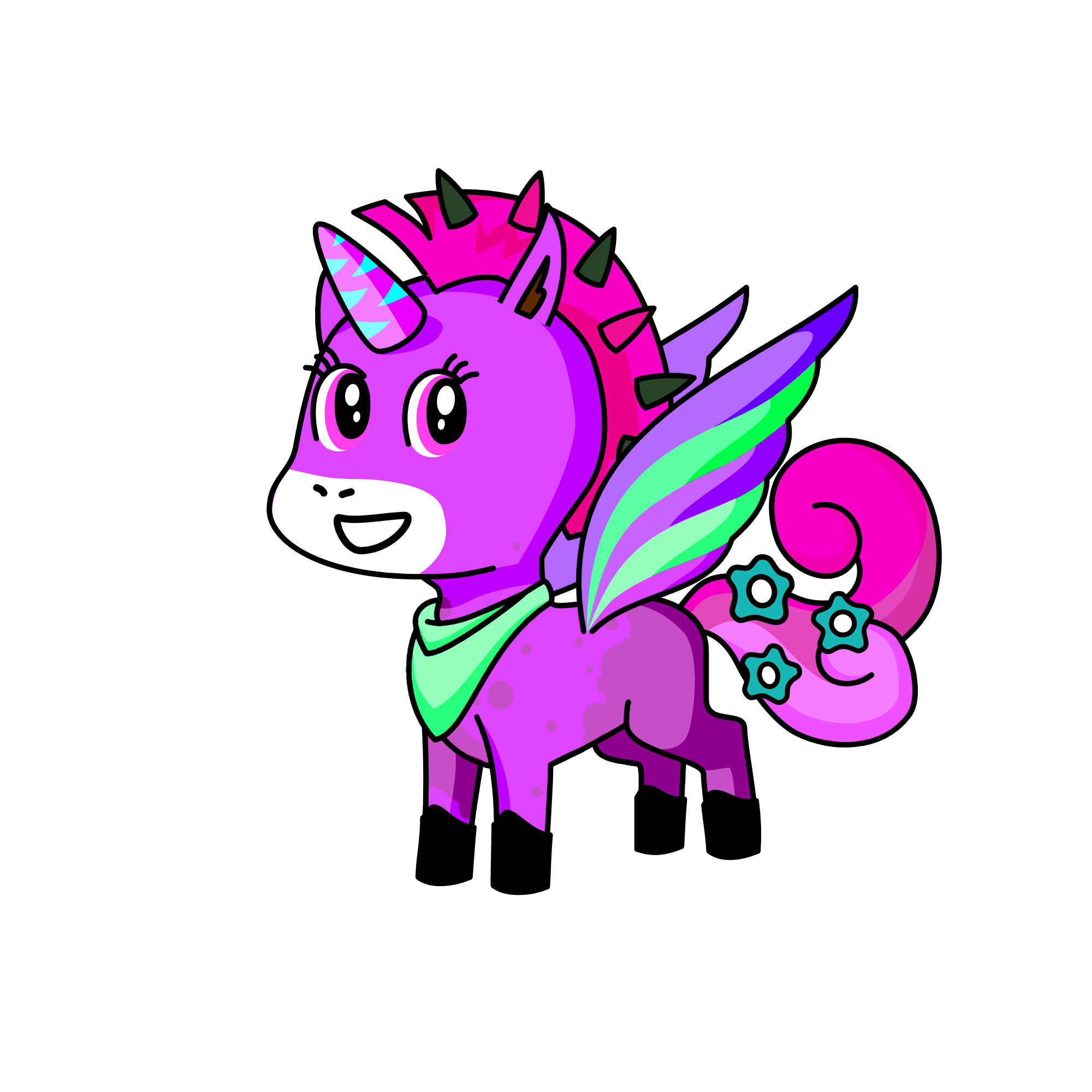 spiky hair don't care!, the unicorn