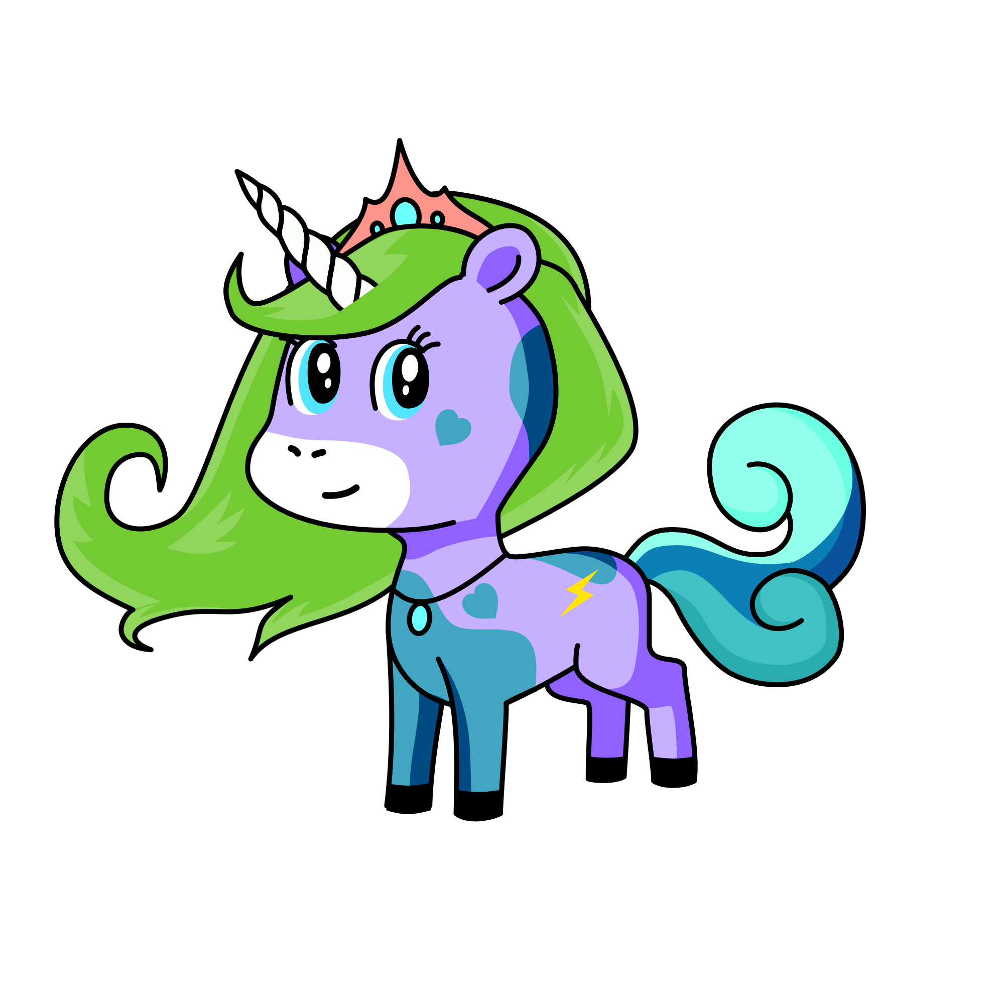 Bluebird golden filly, the unicorn