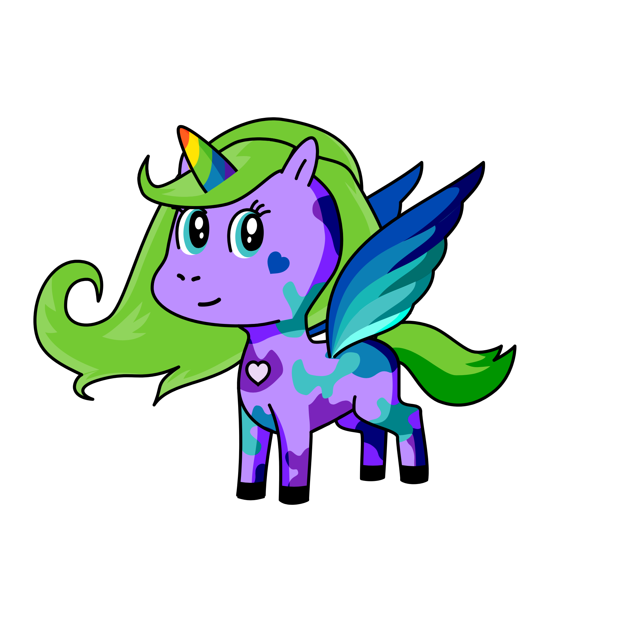 Bluebird golden filly, the unicorn