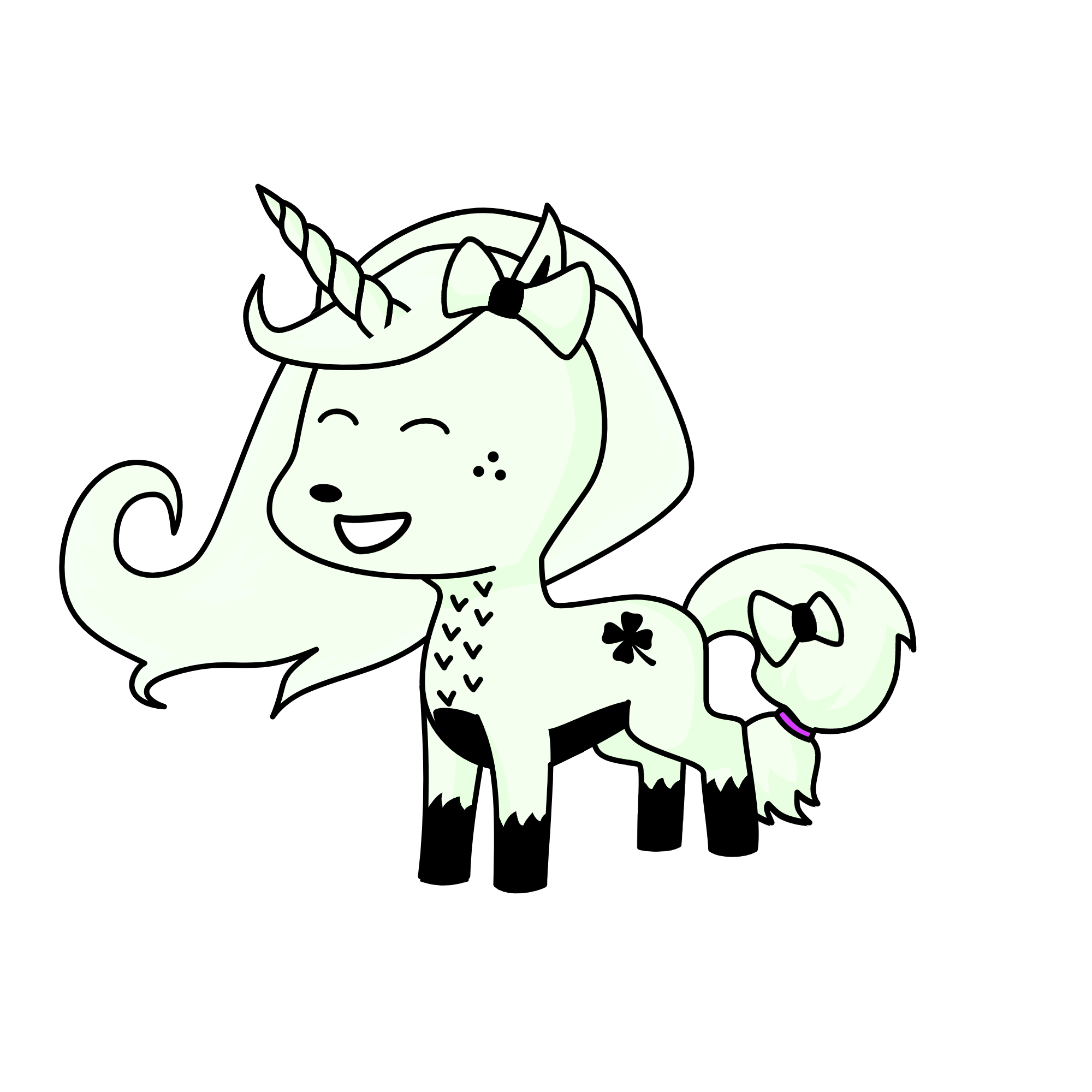 drawing in the night, the unicorn