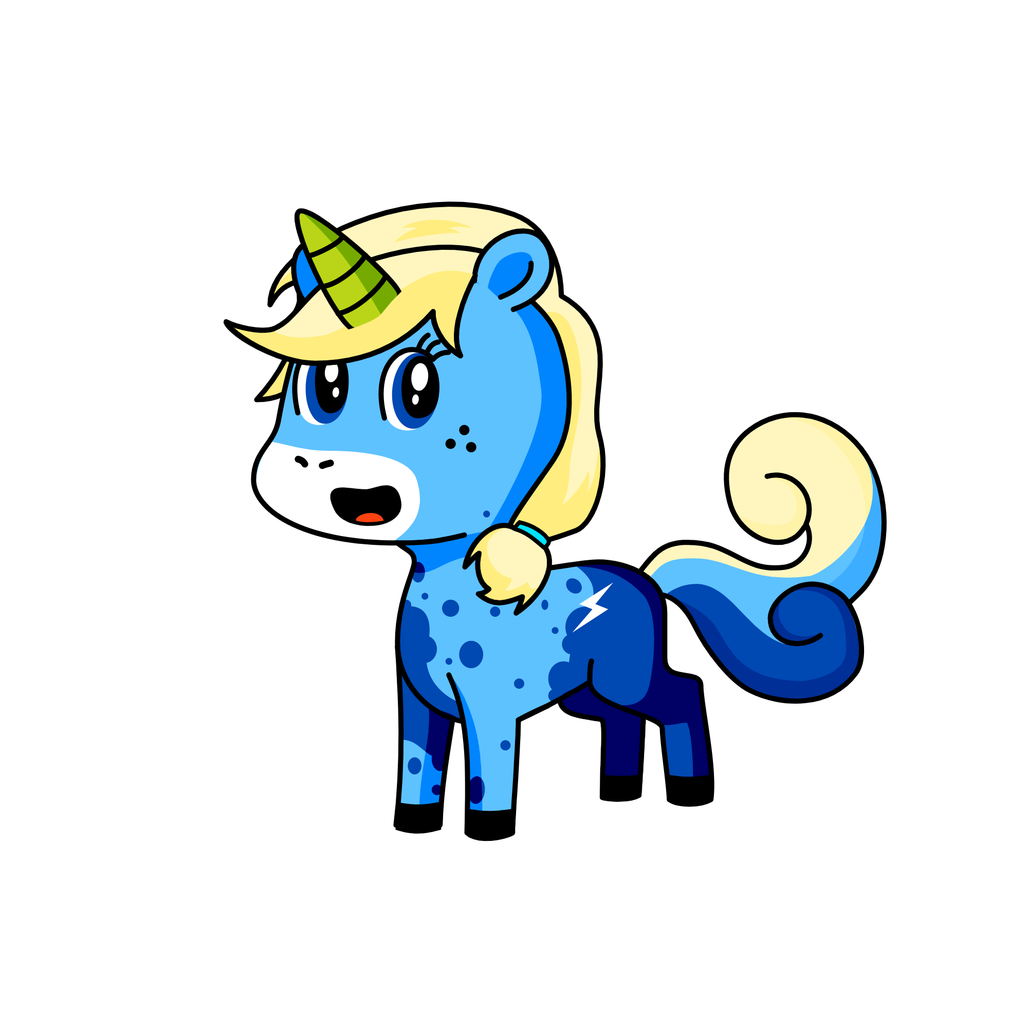 blue llighting , the unicorn